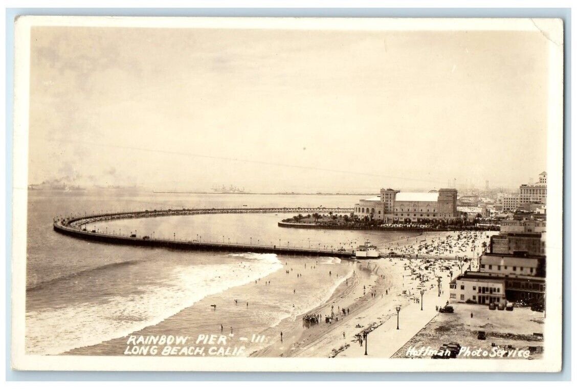 c1940's Rainbow Pier Municipal Auditorium Long Beach CA RPPC Photo Postcard
