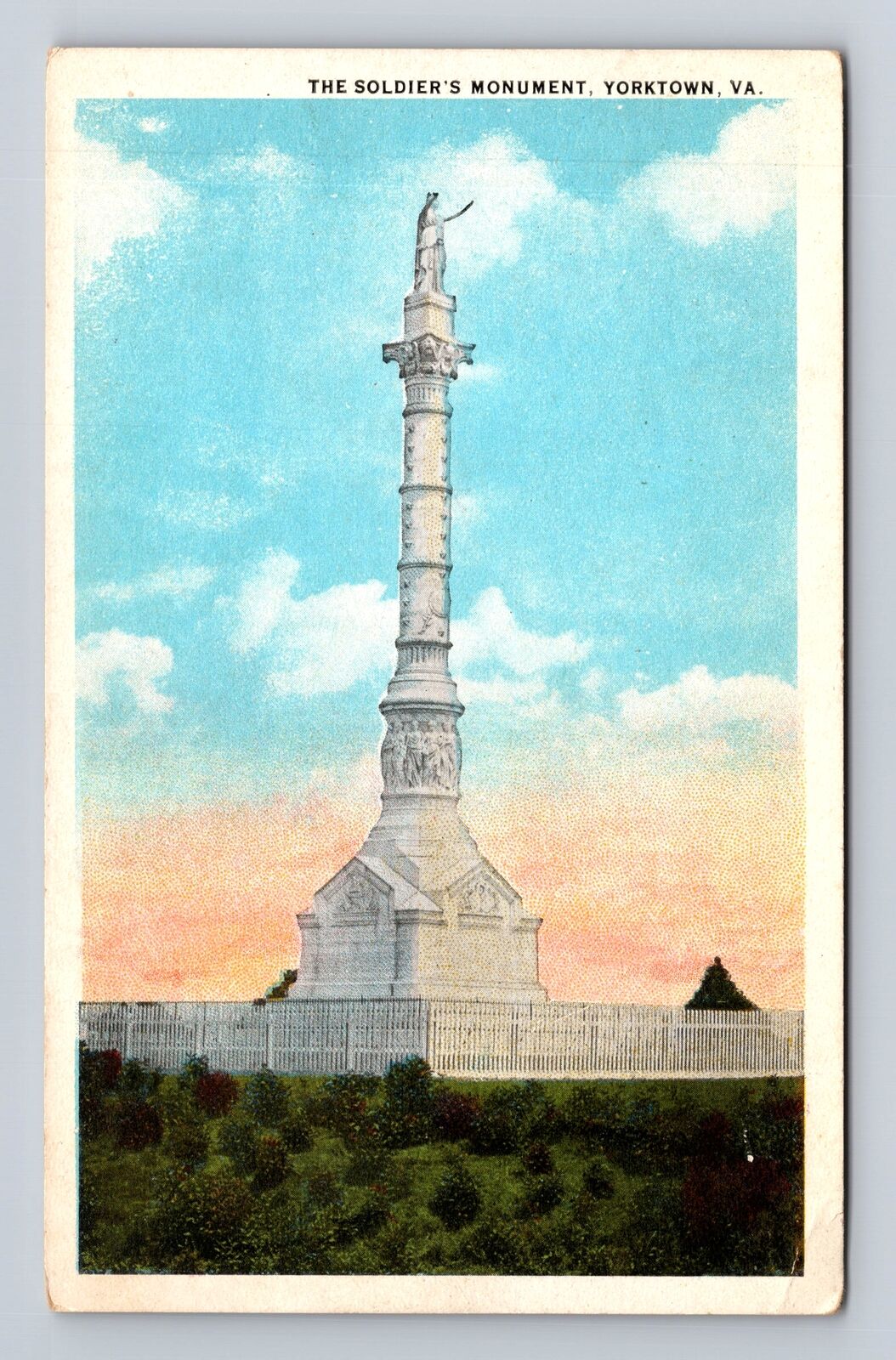 Yorktown VA-Virginia, The Soldier's Monument, Antique, Vintage Souvenir Postcard