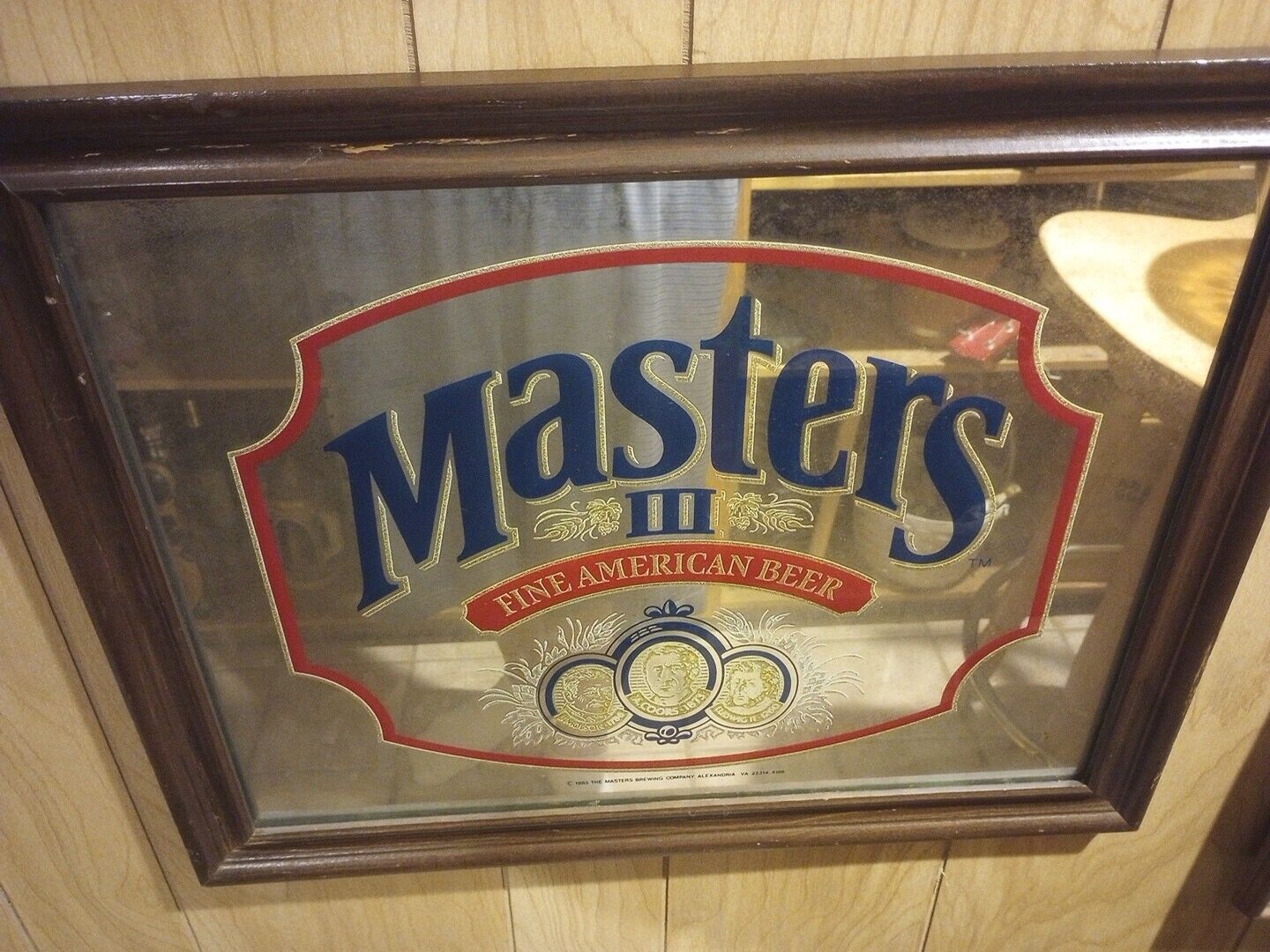 Vintage Masters III Fine American Beer Bar Mirror 