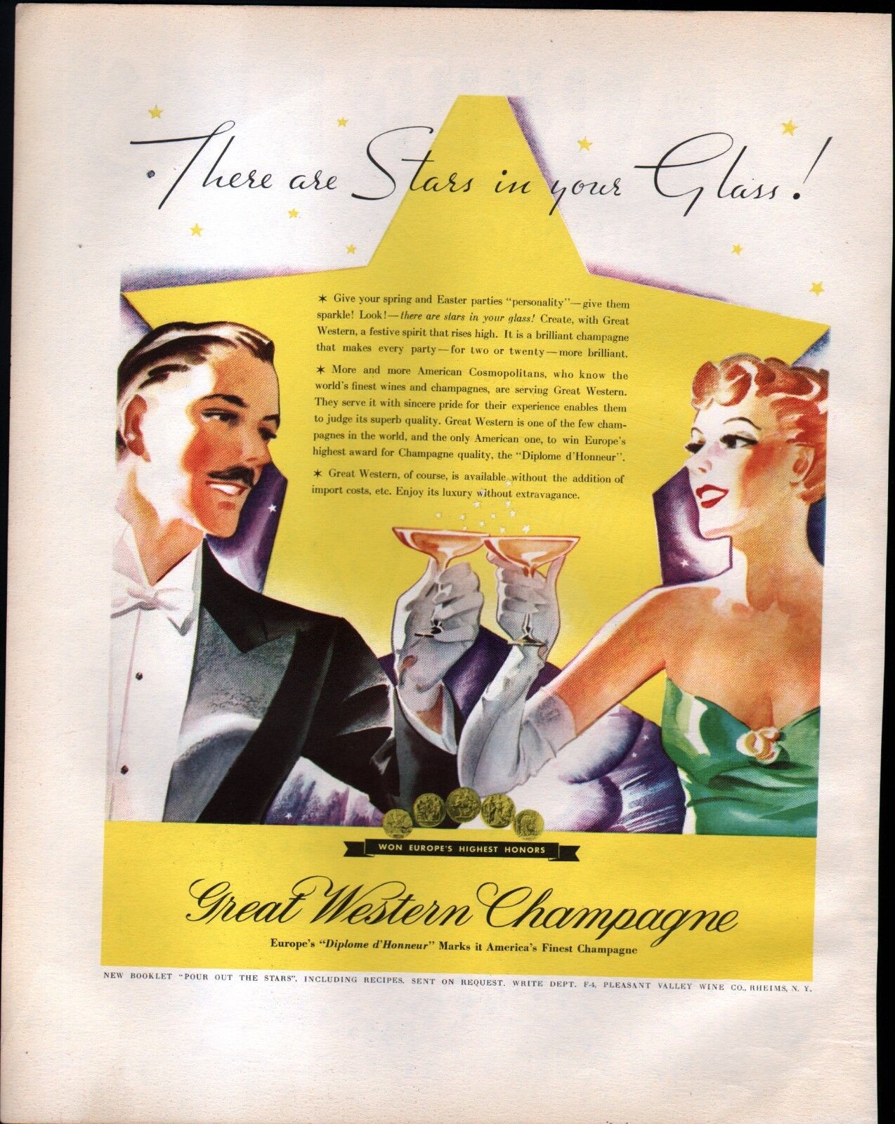 1935 MARTELL\'s COGNAC & GREAT WESTERN CHAMPAGNE ADS