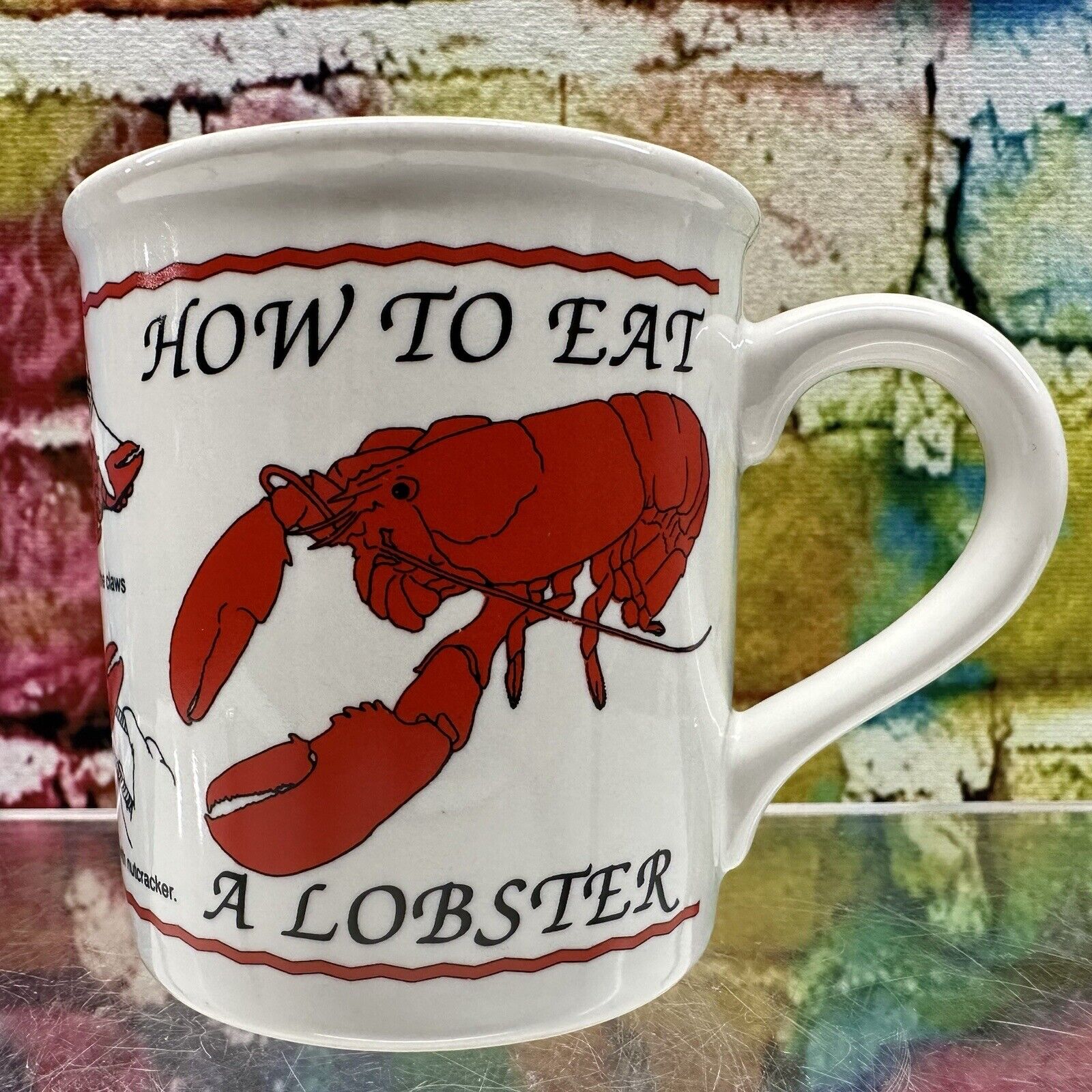 HOW TO EAT A LOBSTER Coffee Mug Tea Cup Claws Nutcracker Meat Tail Seafood CSI.