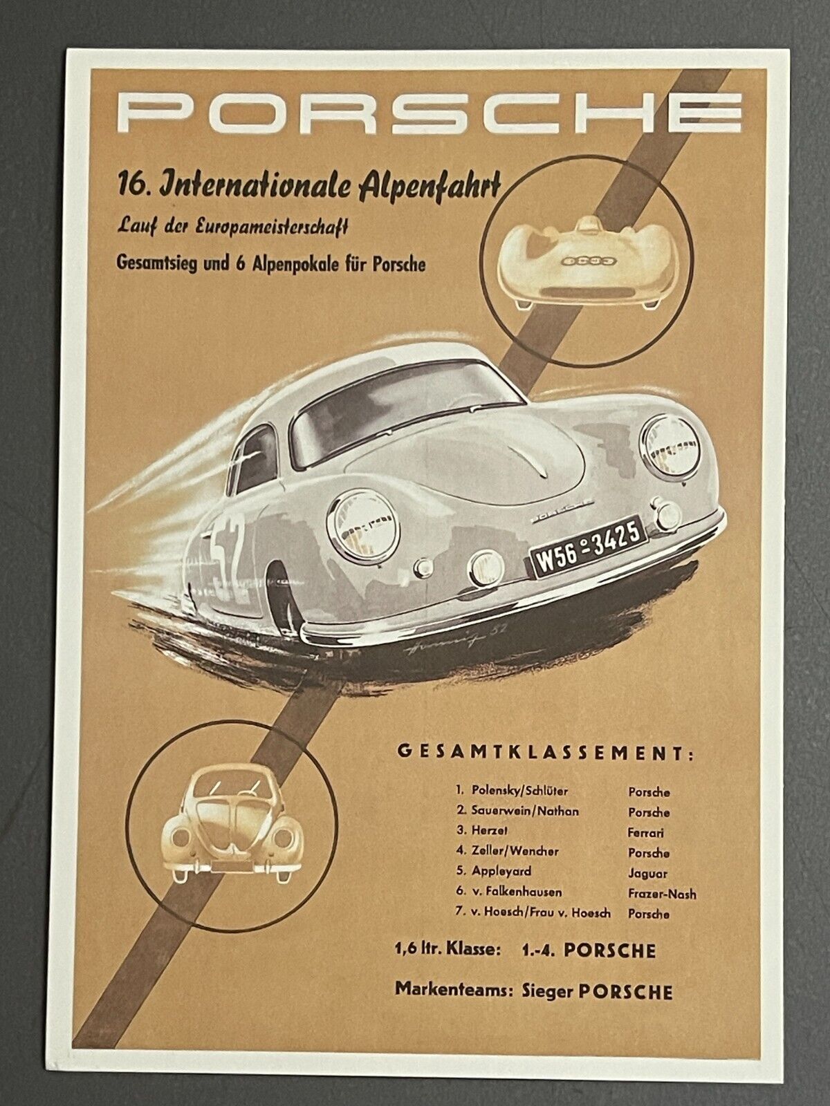 1951 Porsche Gmund Coupe Post Card - RARE Awesome L@@K