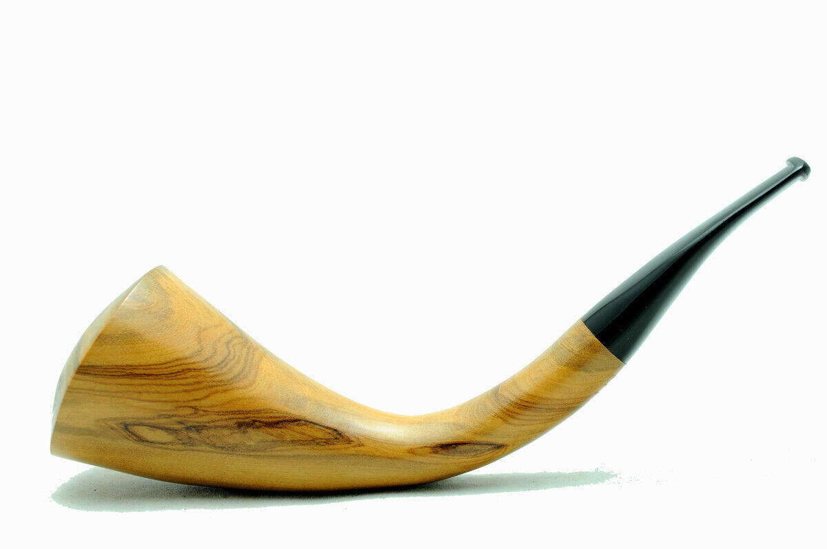 Vintage olive wood pipe olifant curved hole year 1980 unsmoked