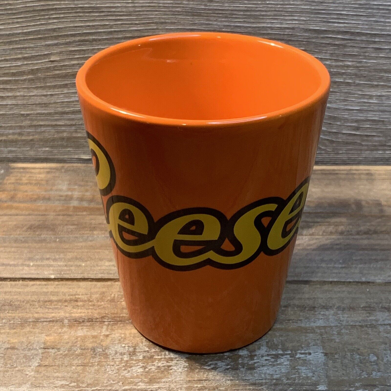 Hershey’s Chocolate World 6 Oz. Reese’s Orange Mug Coffee Cup Glass Used  (Read)