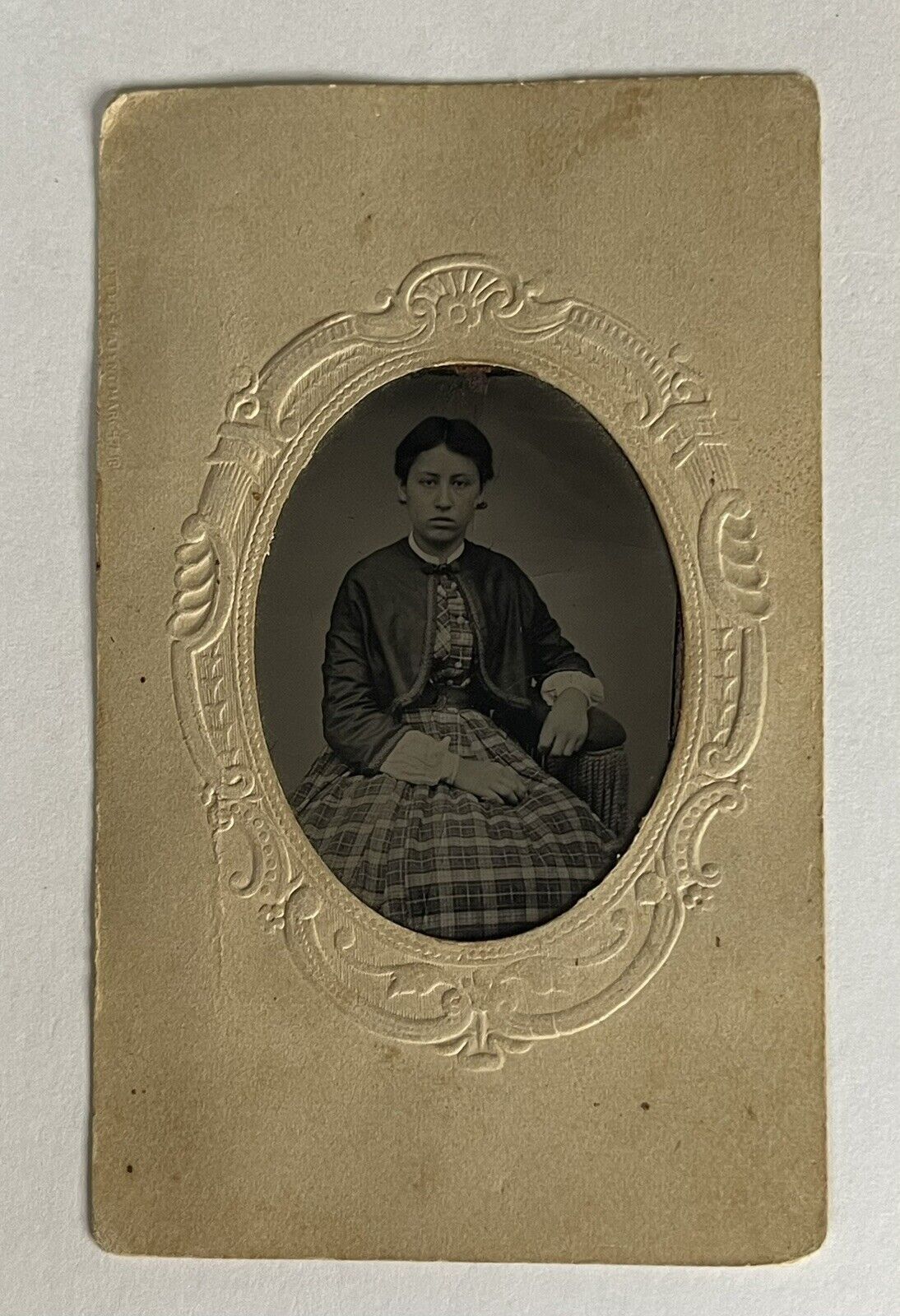 Antique Victorian Old Tintype Photo Woman Pretty Lady Identified Tin Type