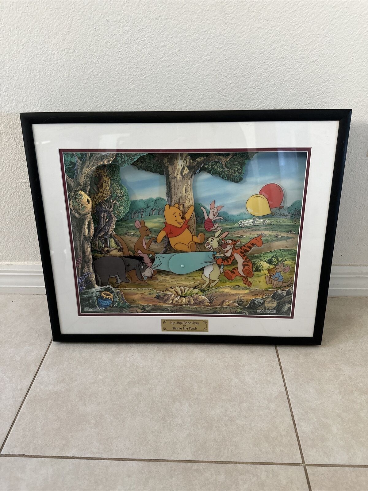 Vintage Disney Animation Hip Hip Pooh Ray Wall Picture Out Of 7500 RARE