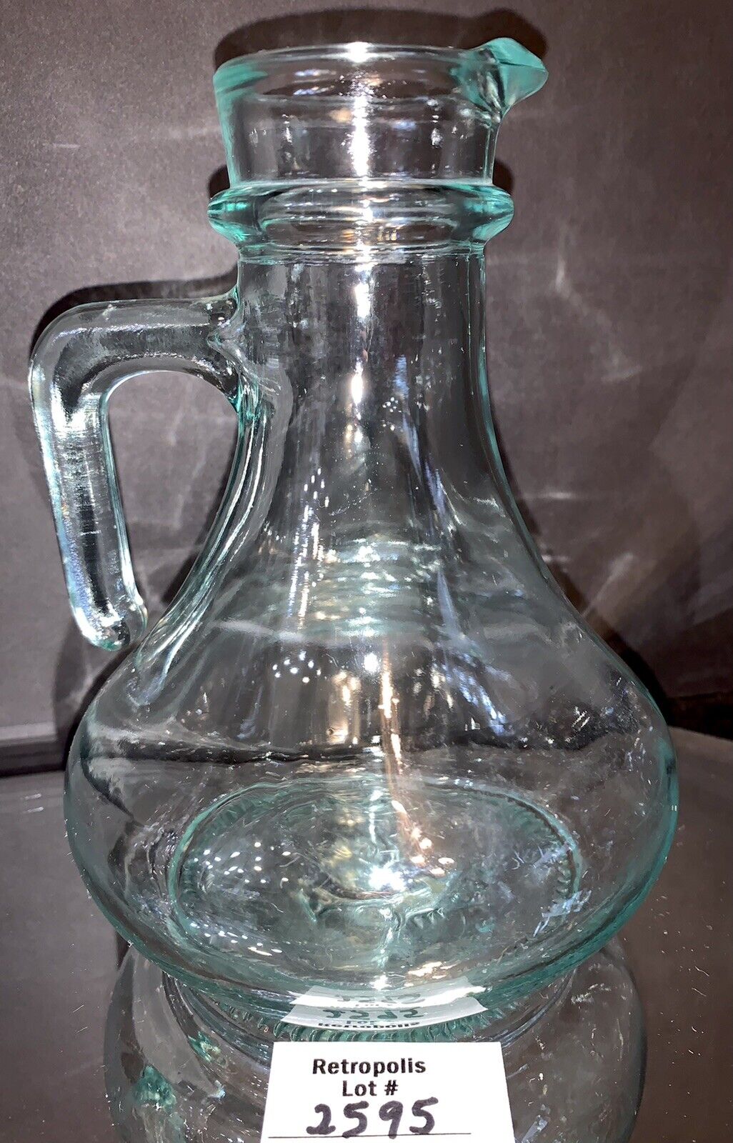 Vintage Vetreria Etrusca Green Glass Bottle or Cruet Made in Italy