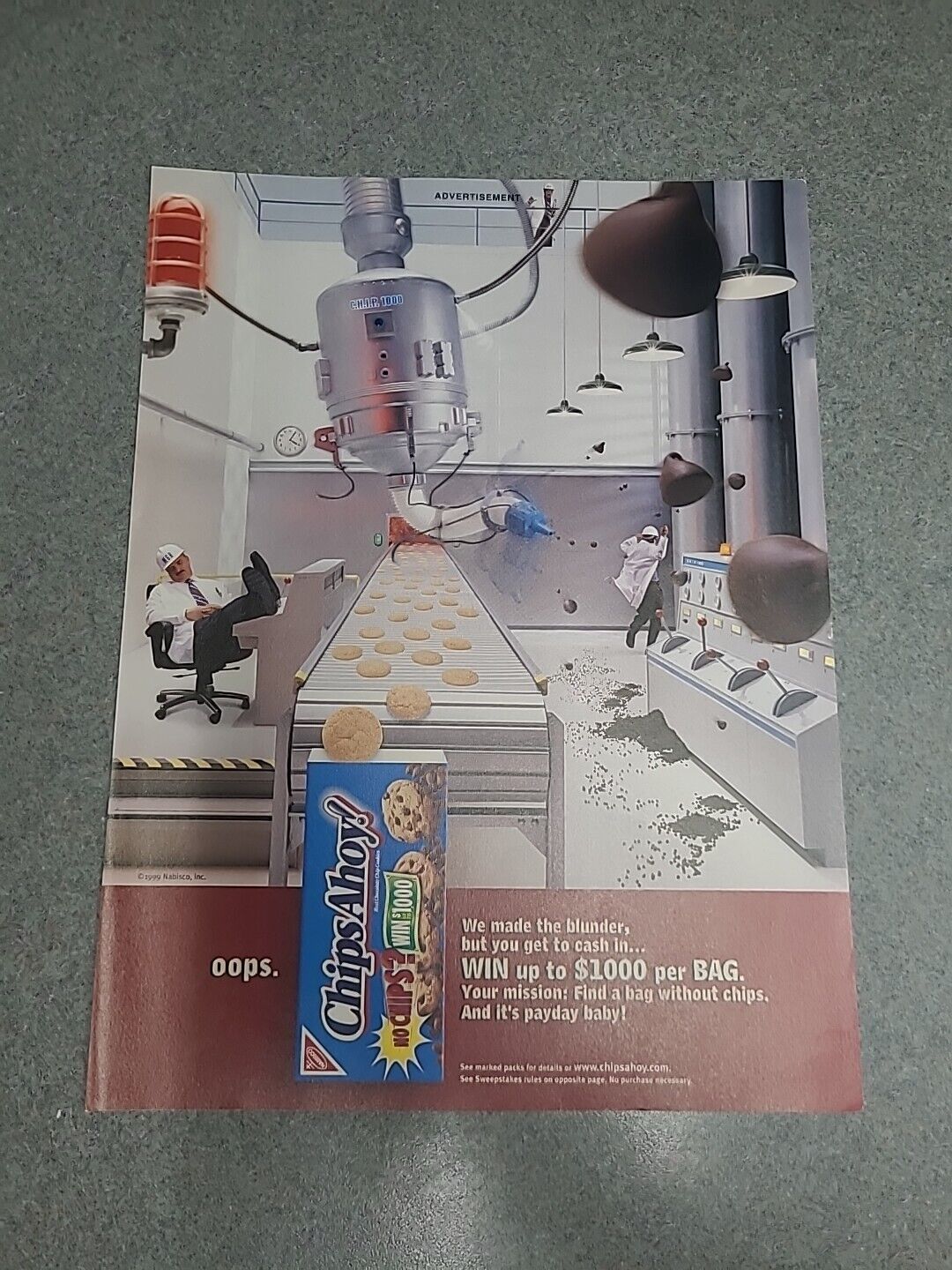 Chips Ahoy No Chips Sweepstakes Print Ad 1999 8x11 Wall Art Decor 