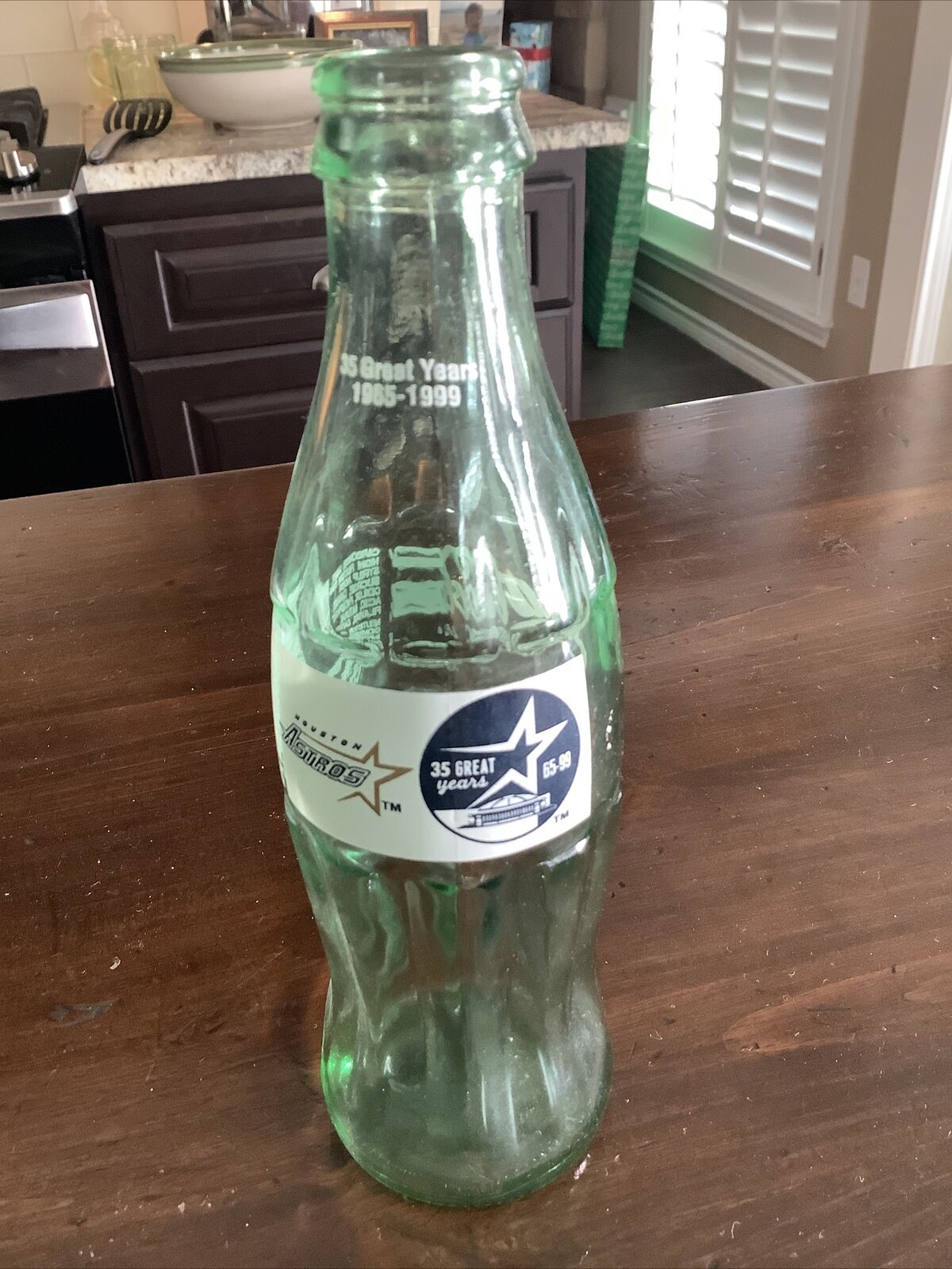 Coca-Cola Empty Bottle Houston Astros 35 Great Years  1965 - 1999 8 oz - no top