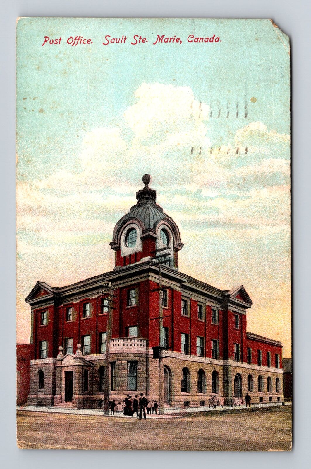 Sault Ste Marie-Ontario, Panoramic Post Office, Antique Vintage c1916 Postcard
