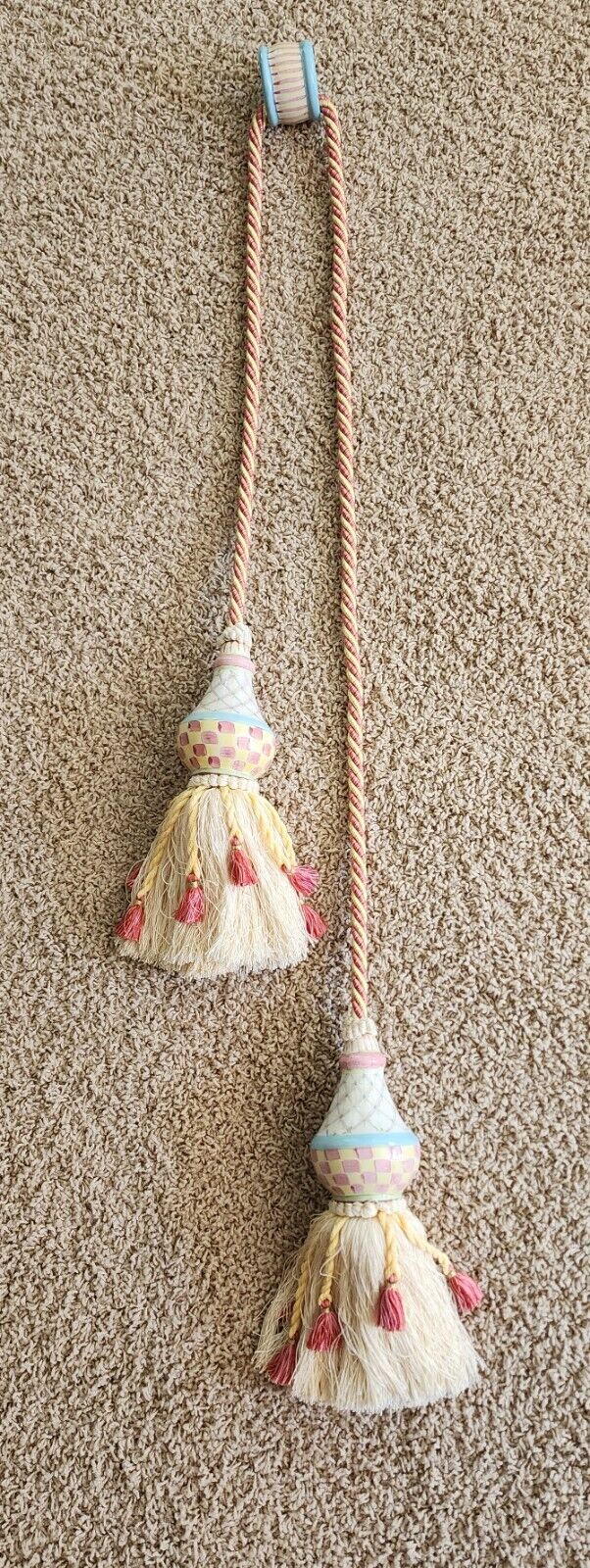 MacKenzie Childs Very Large Curtain Tie Back Double Tassel