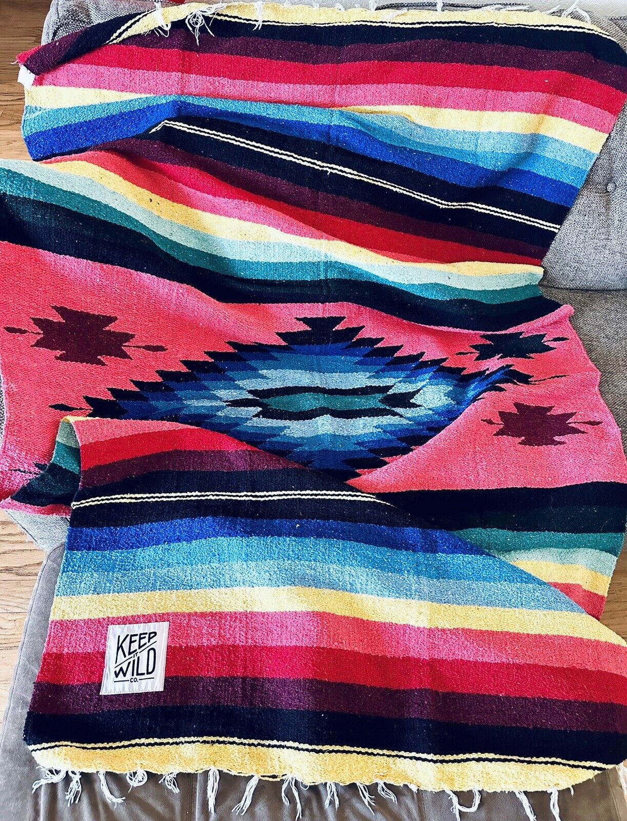 KEEP IT WILD CO. Handwoven Mexican Falsa Molina Indian Blanket (80” X 48”)