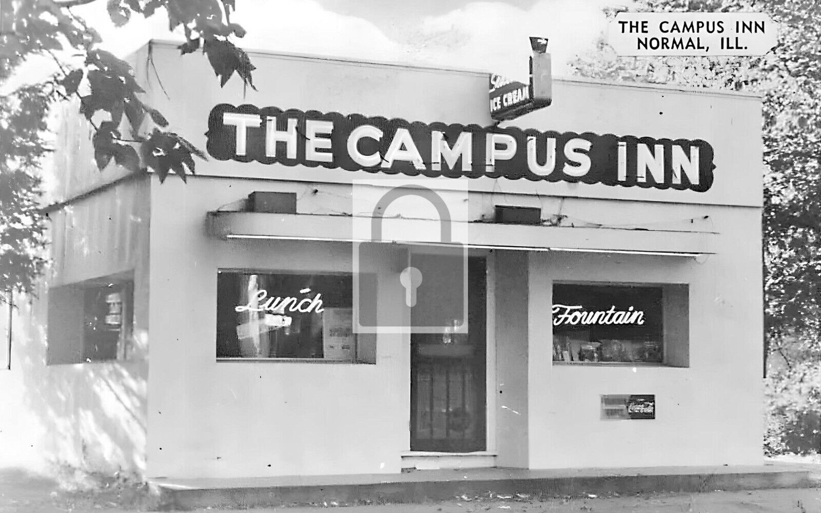 The Campus Inn Restaurant Ice Cream Stand Normal Illinois IL Reprint Postcard