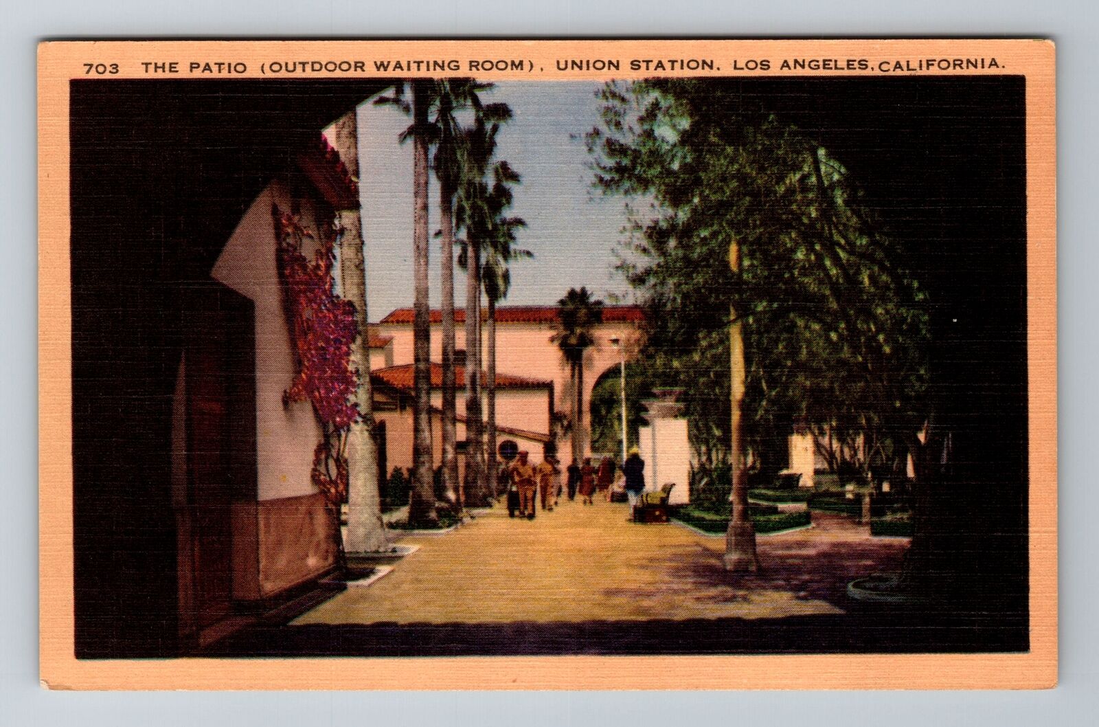 Los Angeles CA-California, The Patio Union Station, Antique, Vintage Postcard