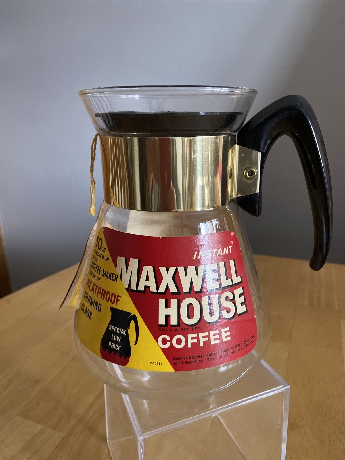 VTG Maxwell House Instant Coffee Pot 10 oz Atomic Stars 6 3/4” New