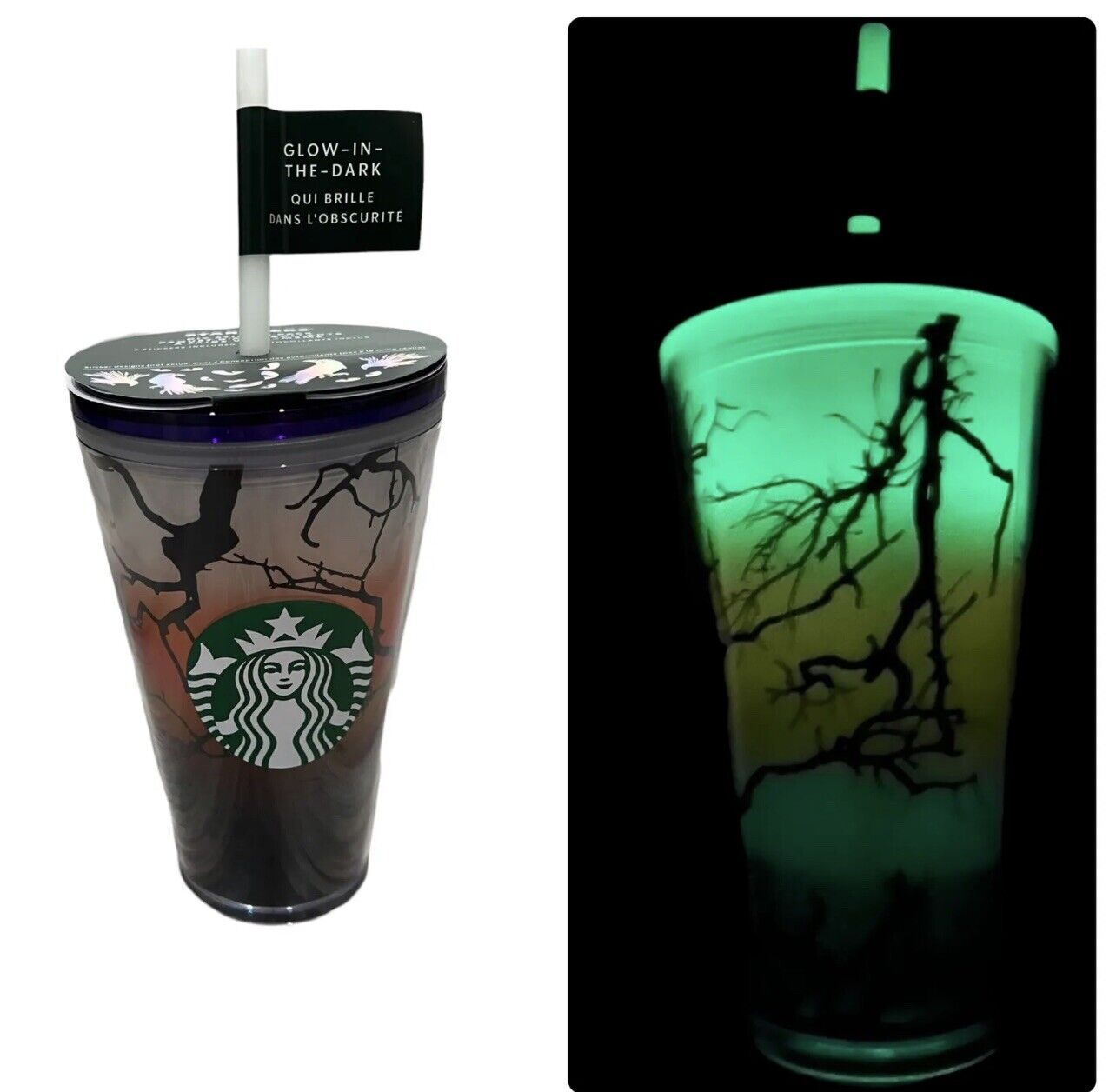 Starbucks Fall Halloween 2022 Raven’s Perch Glow in the Dark 16oz Tumbler Grande