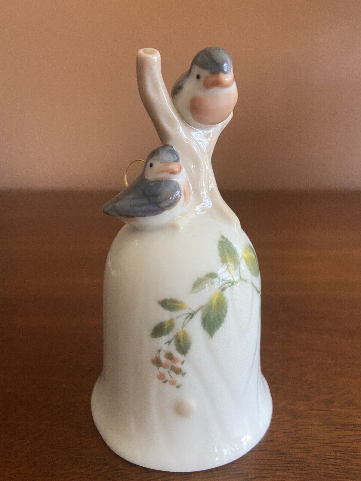 Takahashi - Made in Japan Porcelain Bell with Bluebirds in Branch On Top - MINT