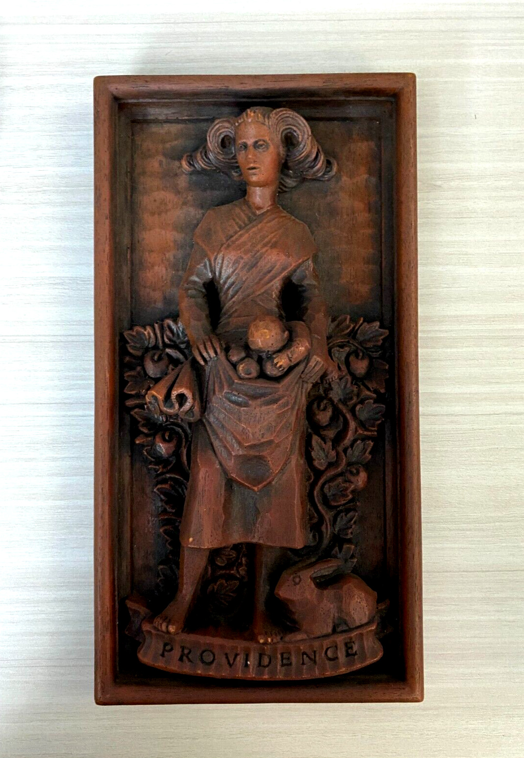 Old Vintage Wood Carved PROVIDENCE Wall Hanging 12 x 6 Inches