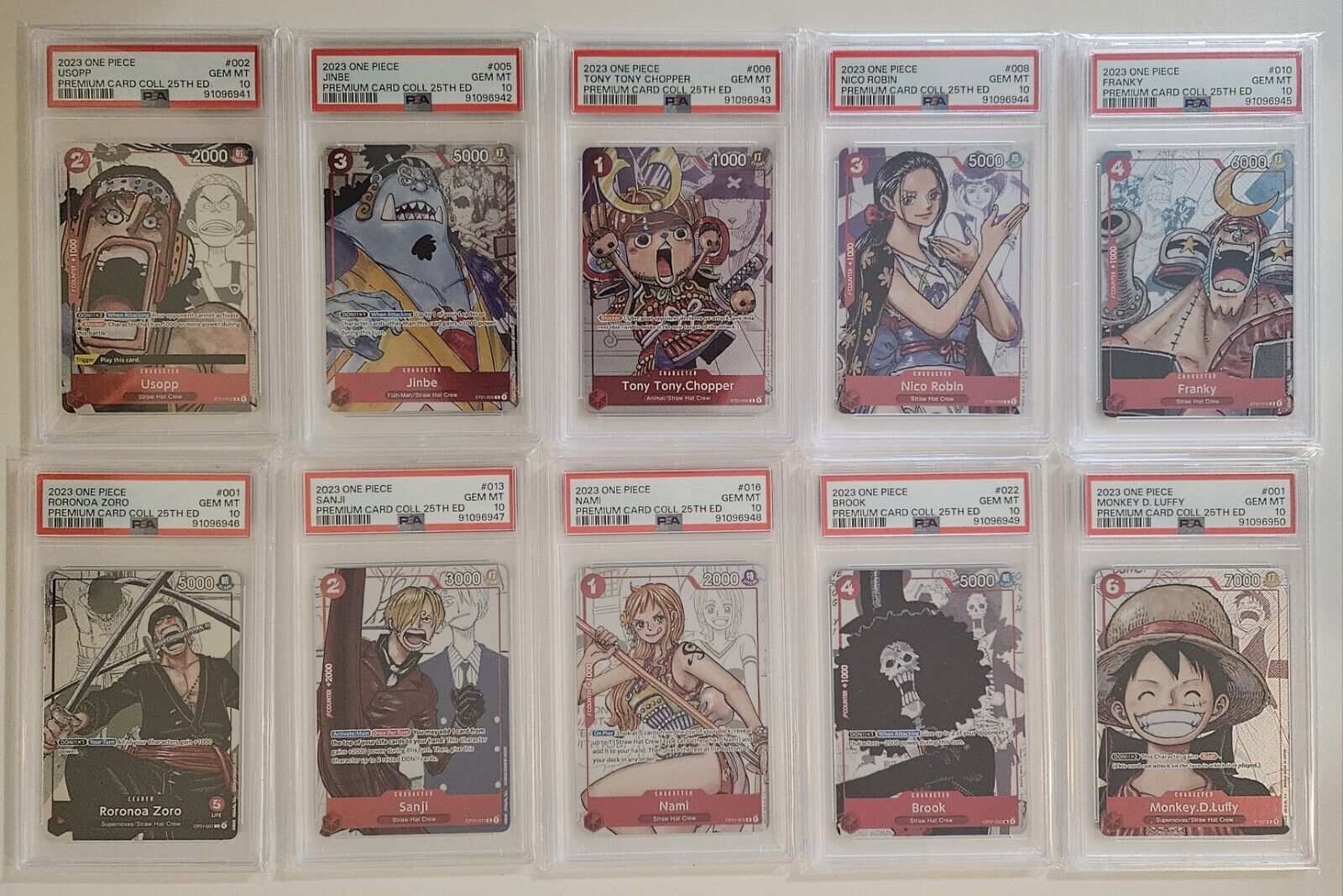 One Piece Premium Card Collection 25th Anniversary English PSA 10 Sequential Set