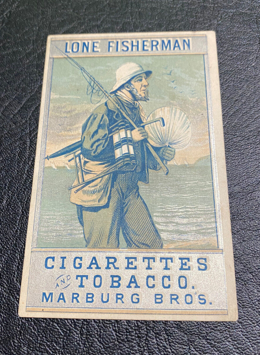 1880\'s Lone Fisherman Marburg Bros Cigarettes Tobacco Trade Card