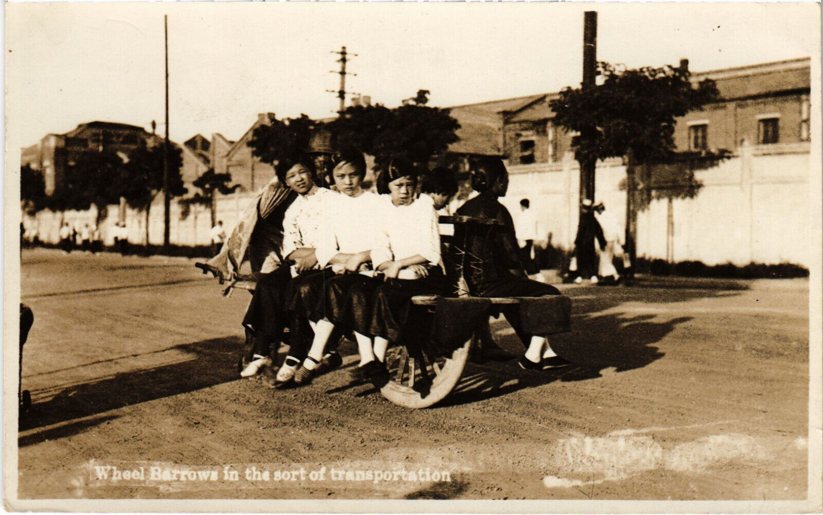 PC CHINA, WHEEL BARROW TRANSPORTATION, Vintage REAL PHOTO Postcard (b47516)