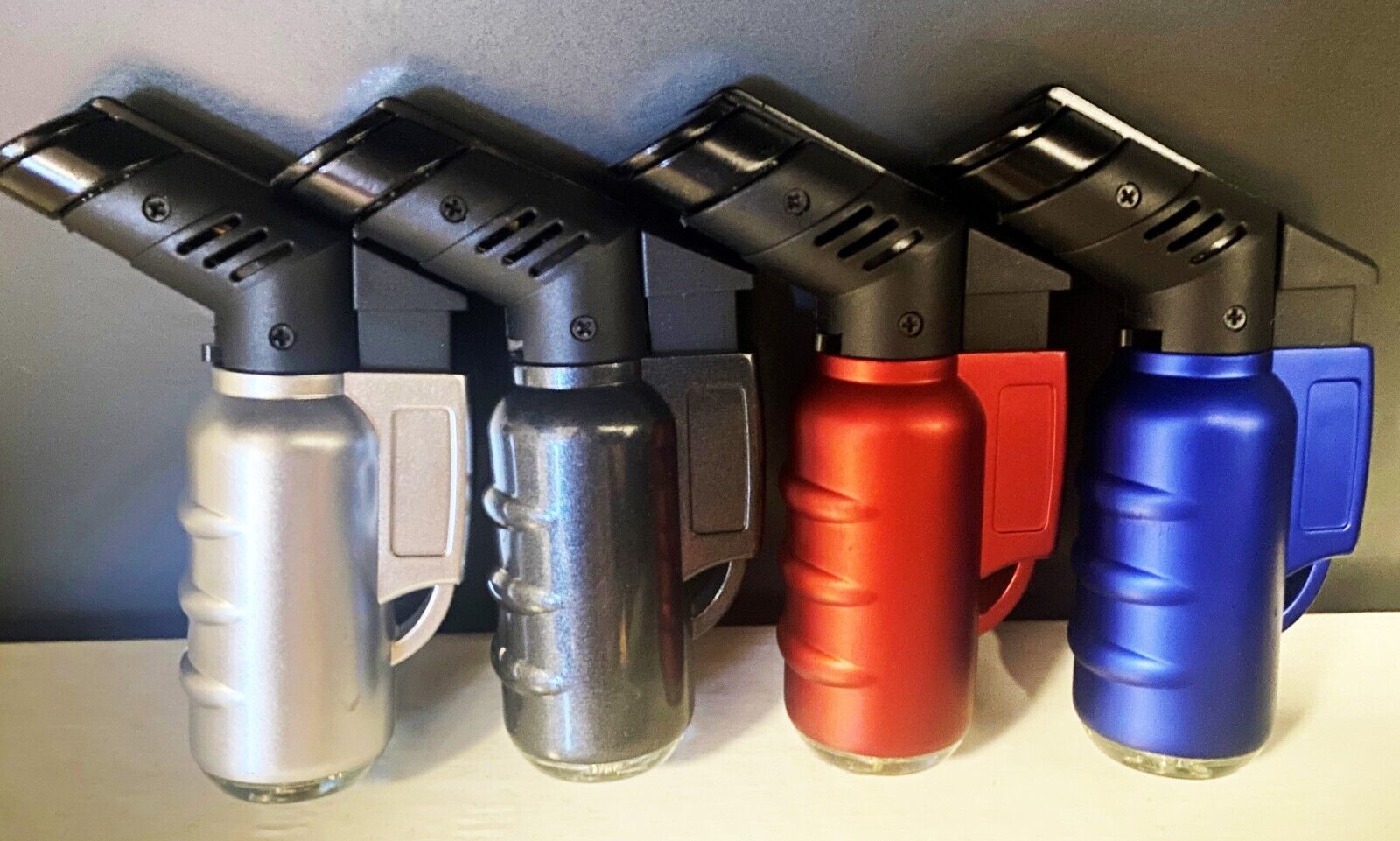 24 PACK Auto Top Jet Torch Lighter Butane Refillable Adjustable Flame Metal