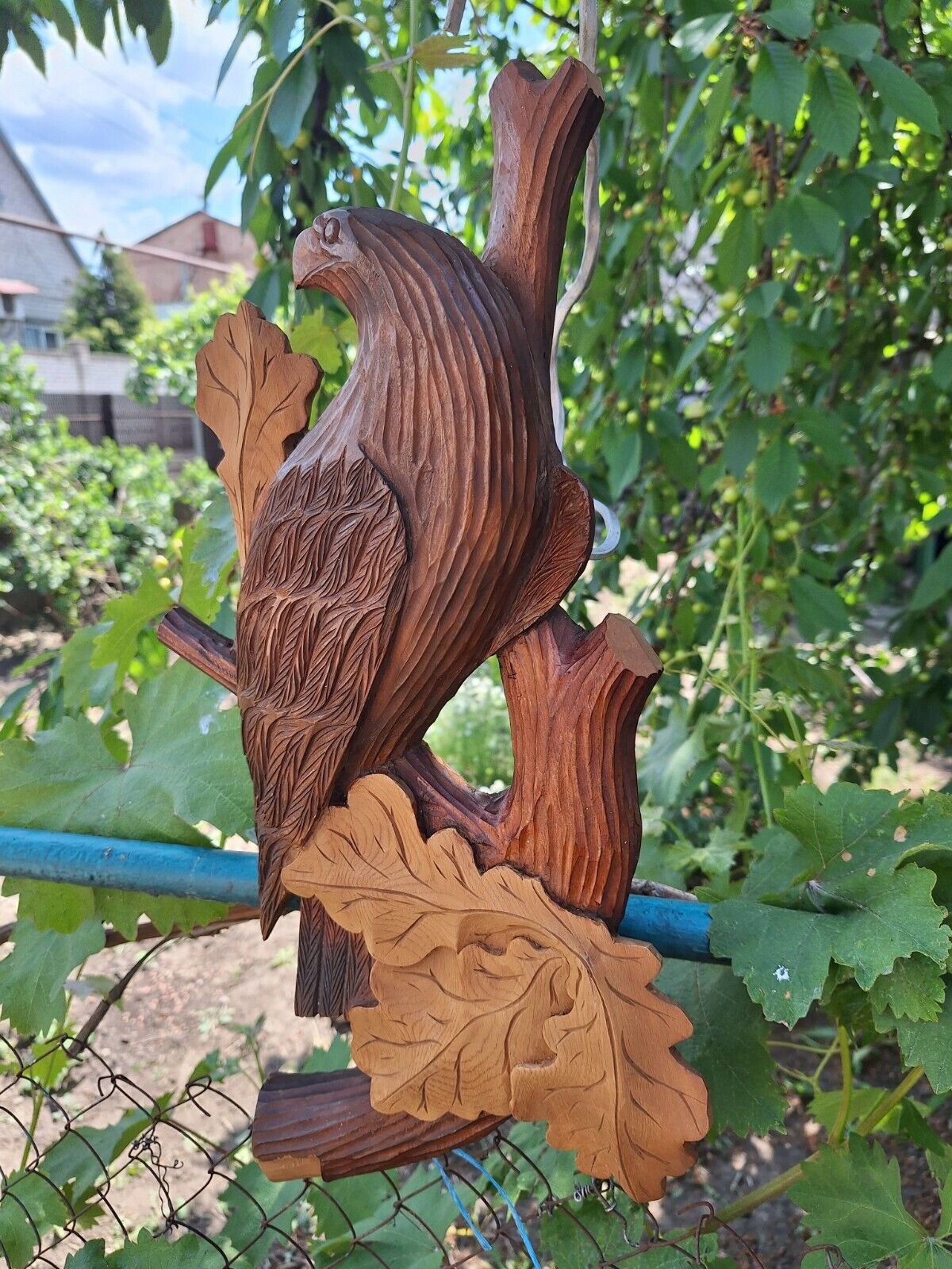 ORIGINAL Eagle Vintage Sculpture USSR Hand carved Home decor 1960 Wooden figurin