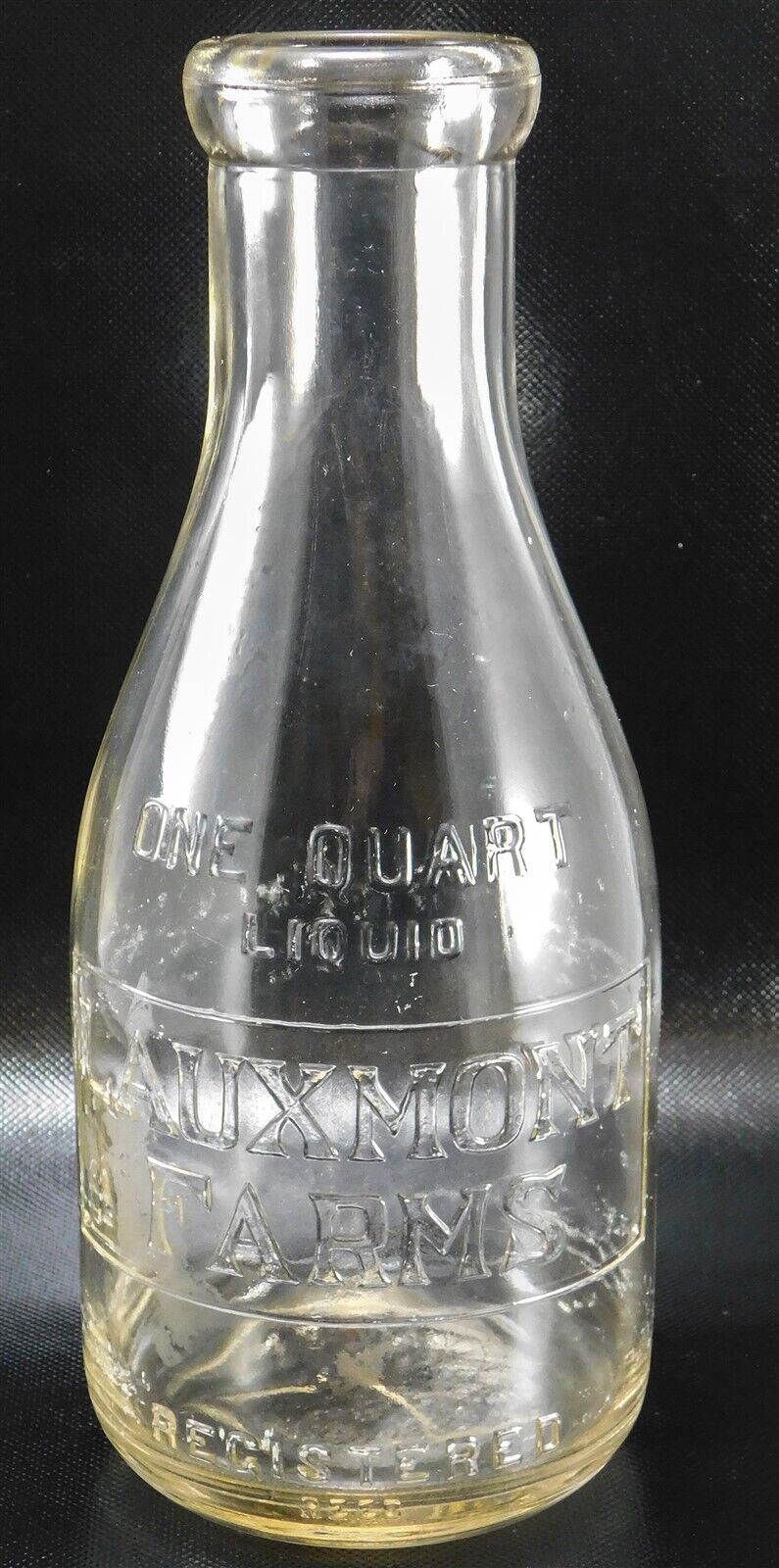 Lauxmont Farms Milk Bottle Dairy TREQ Quart Wrightsville PA Vintage Rare 