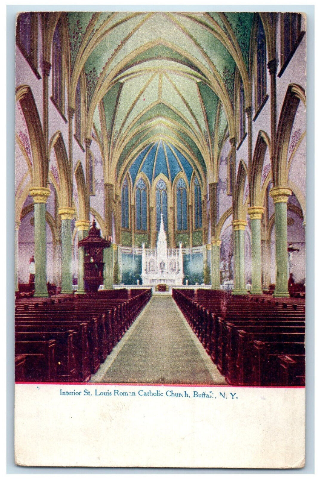 1910 Interior St. Louis Roman Catholic Church Buffalo New York NY Postcard