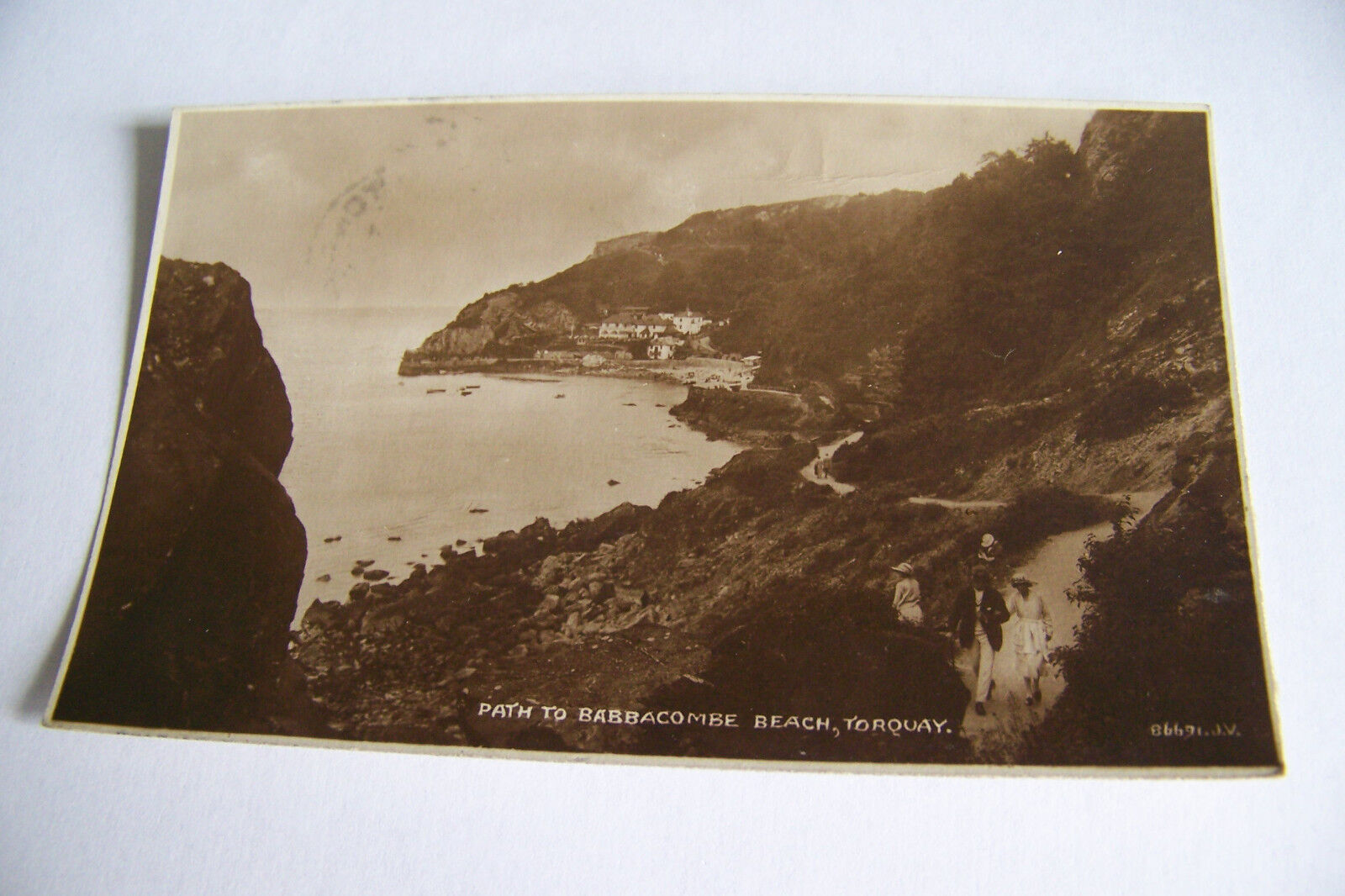Rare Vintage RPPC Real Photo Postcard B1 England Babbacombe Beach Torquay Beach