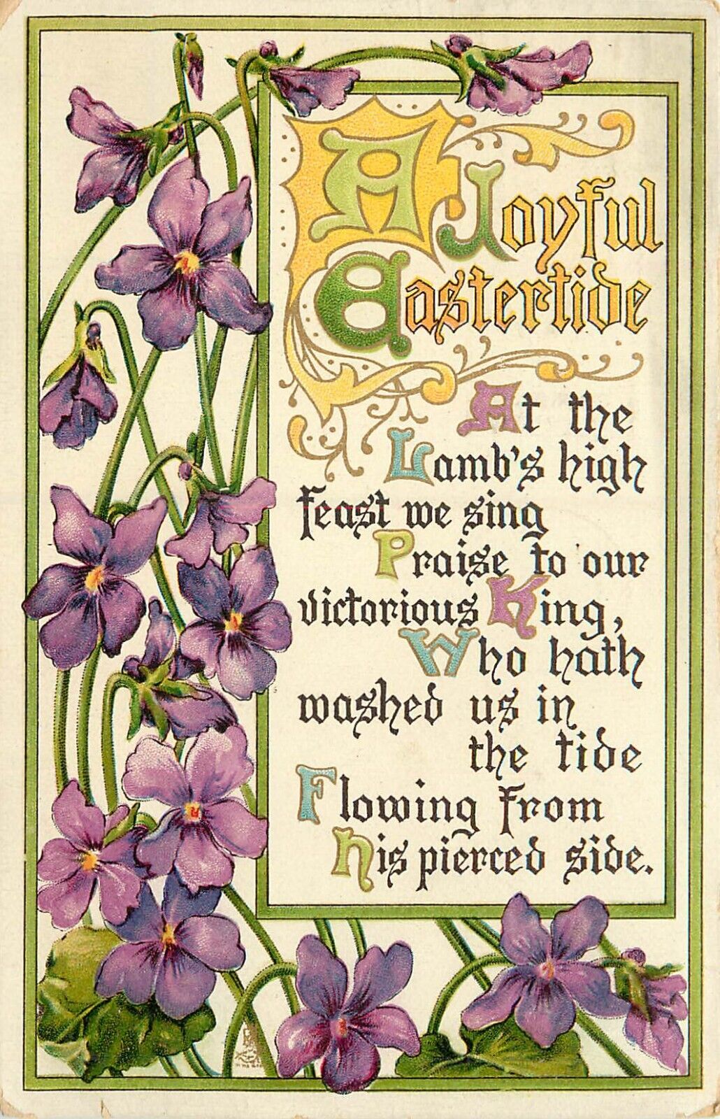 Tuck Easter Flowers Postcard 752 Joyful Easter Violets