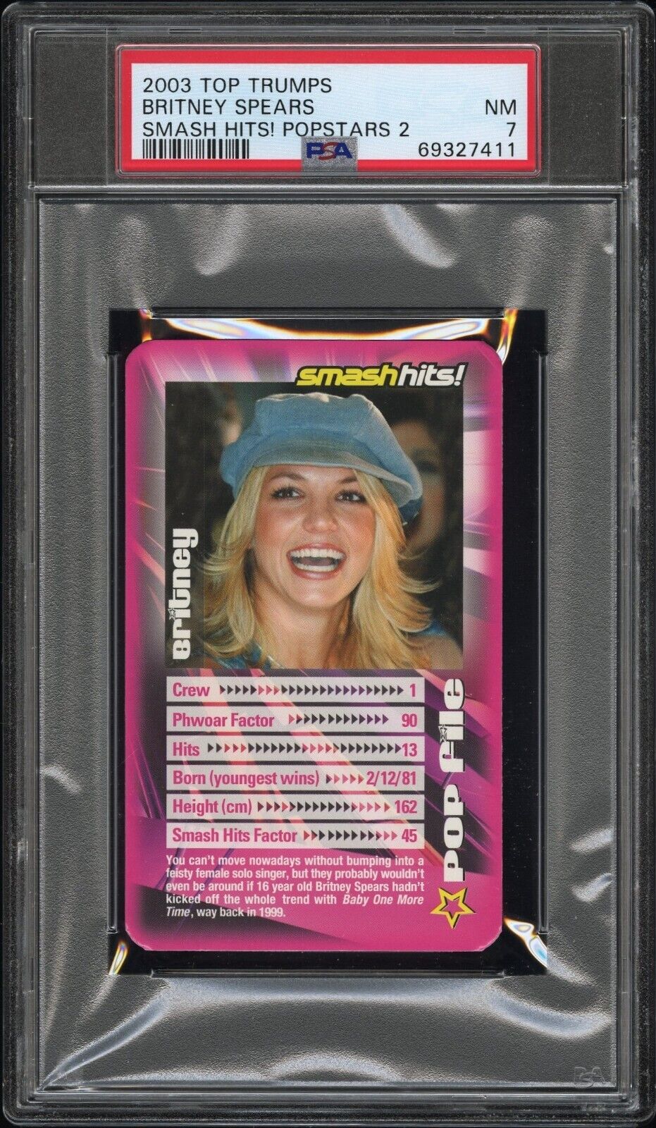 2003 Top Trumps Smash Hits Popstars 2 Britney Spears PSA 7 Near Mint - POP 1