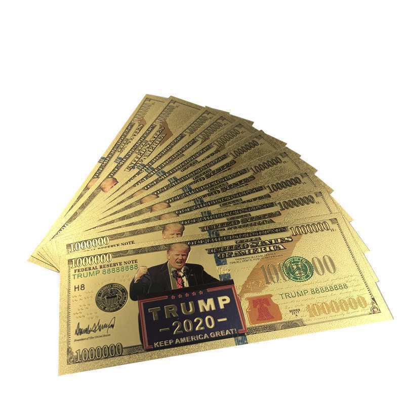 10pcs 1 Million Donald Trump Commemorative Coin President Banknote Non-currency