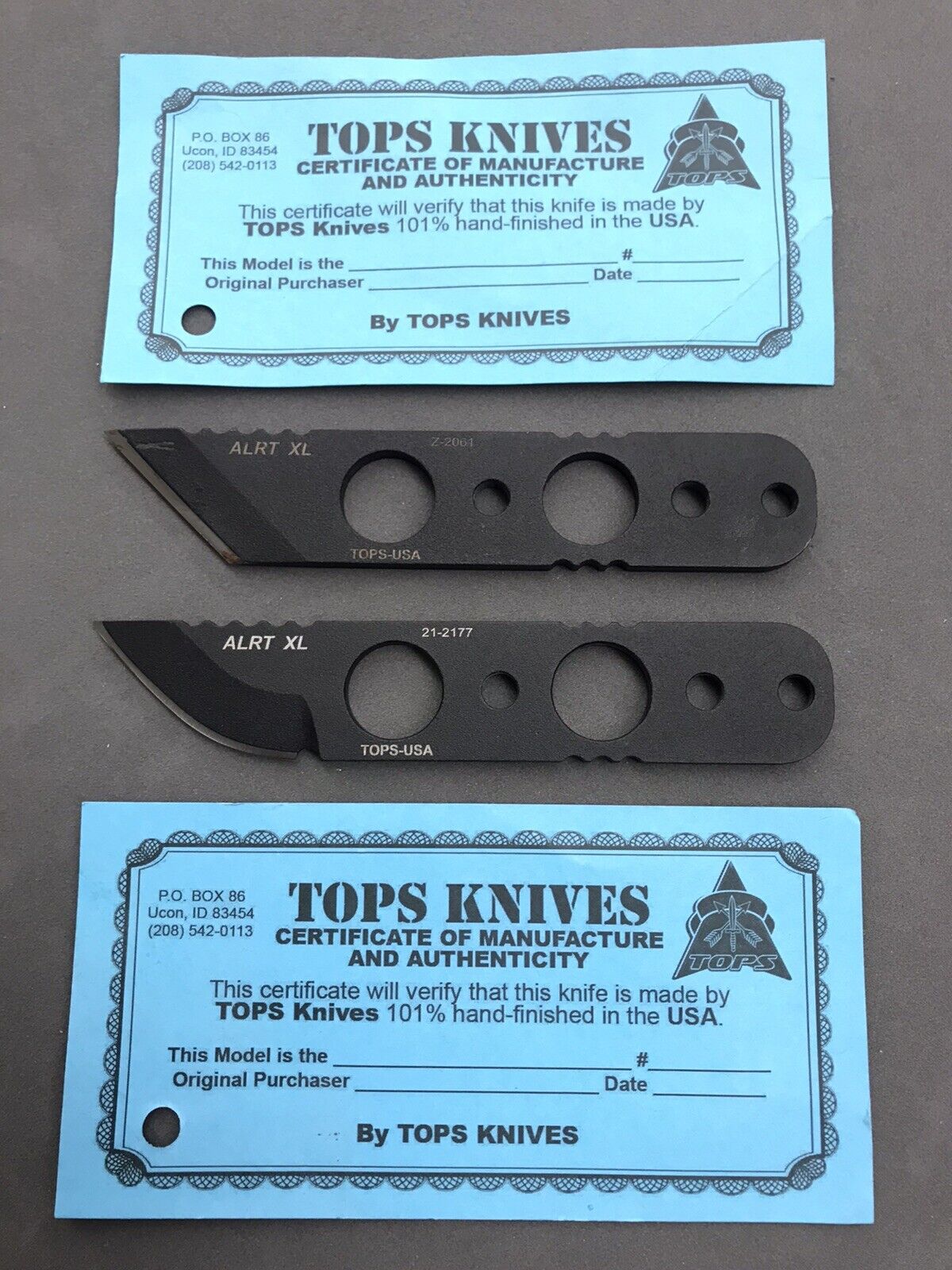 Tops Knives ALRT Tanto And Hunter Point Kiridashi Knife EDC Fixed Blade USA