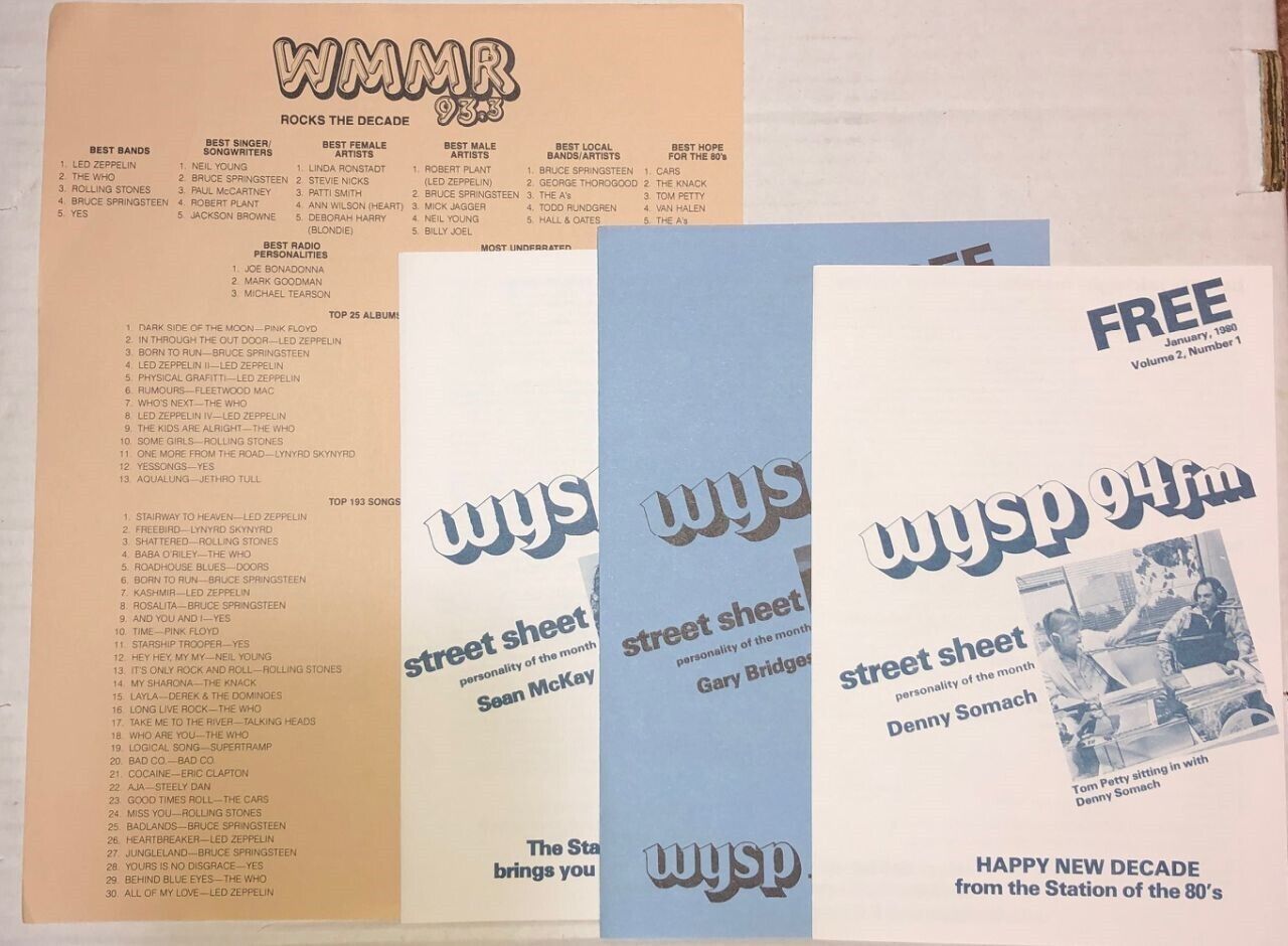 1979-80 WMMR and WYSP 94 FM Radio Surveys, Philadelphia, Tom Petty