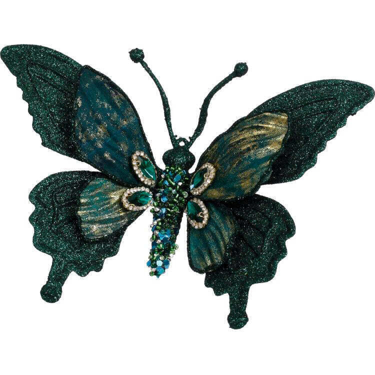 Glittered Jeweled Butterfly Clip Peacock 7\