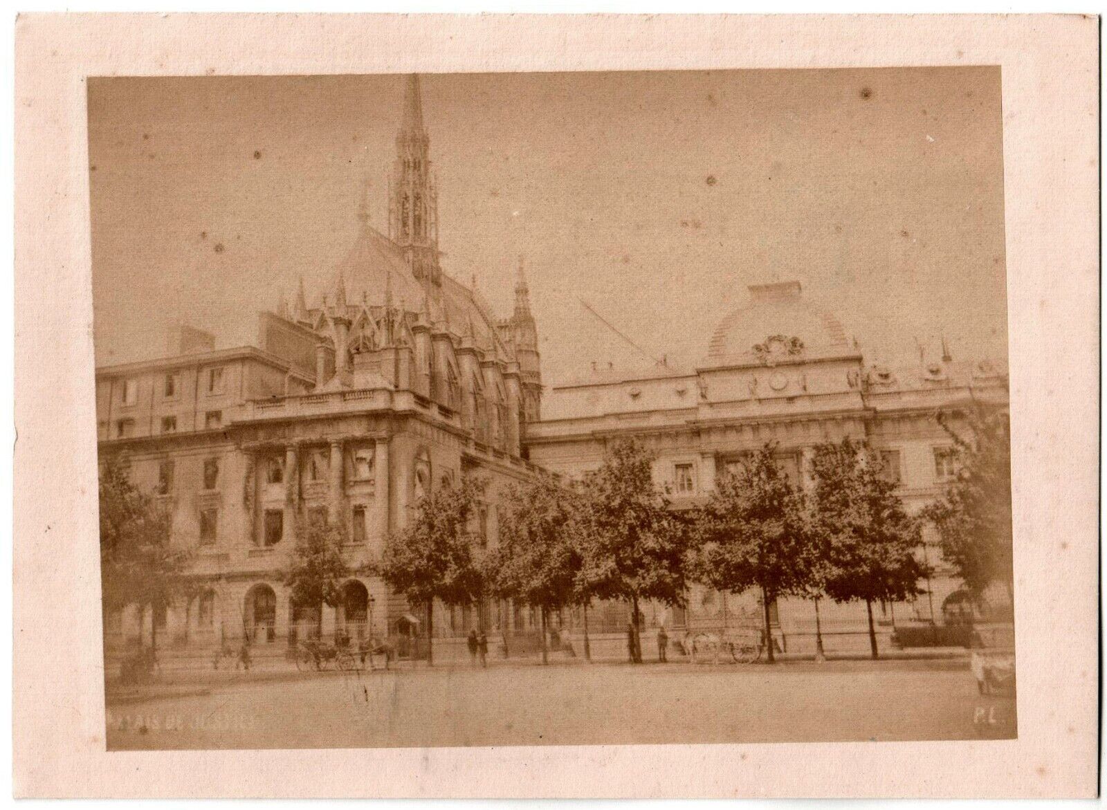Paris Ruines Mai 1871.La Commune.Palais de Justice.Photo albuminée Paul Loubère.