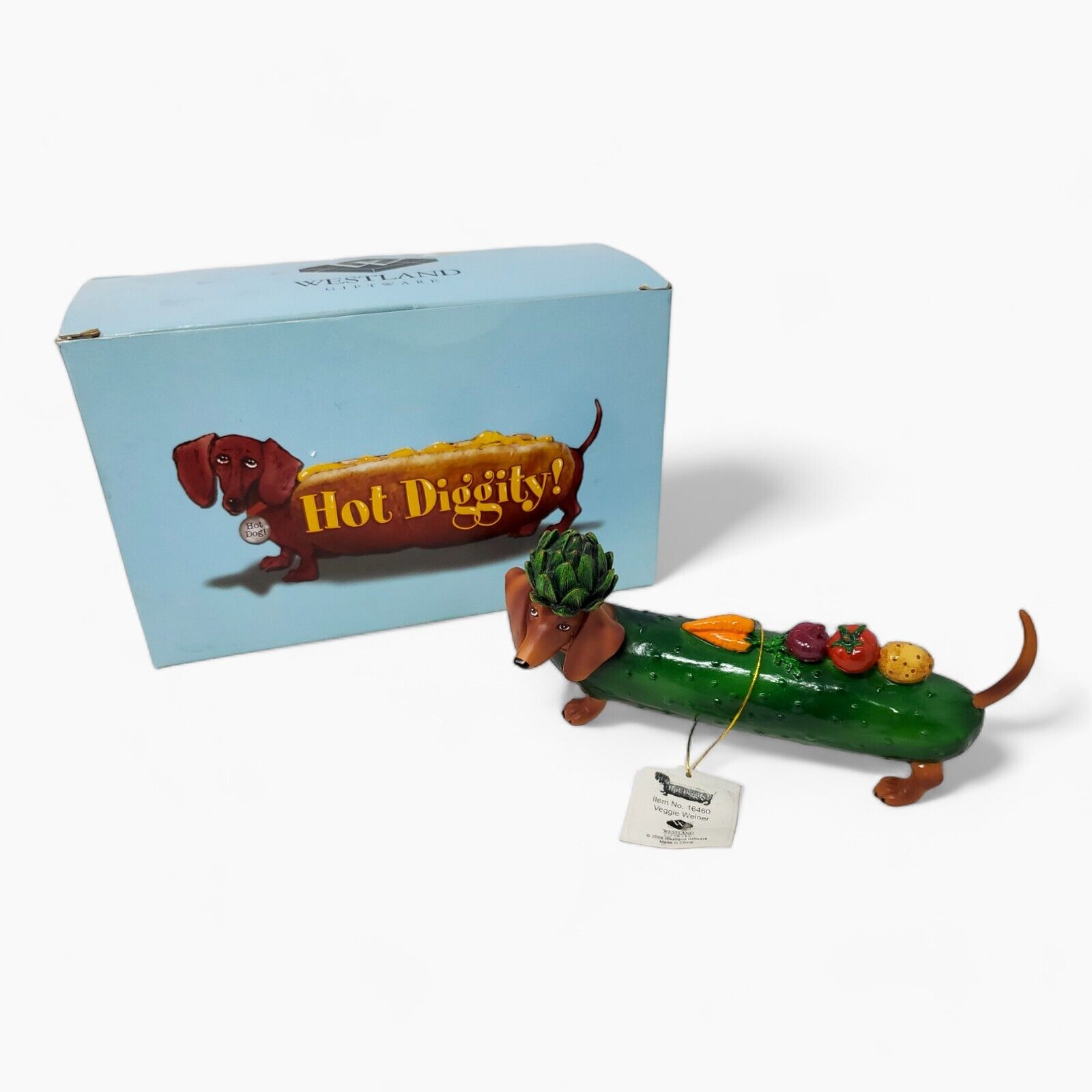 Westland Giftware Hot Diggity Veggie Weiner Dachshund Cucumber Dog Figurine