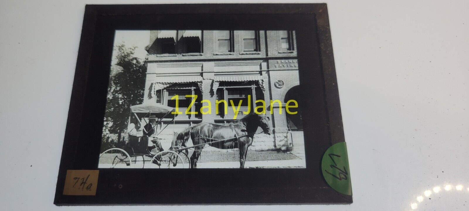 L79 HISTORIC Glass Magic IROQUOIS AREA MAN AND HORSE DRAWN BUGGY