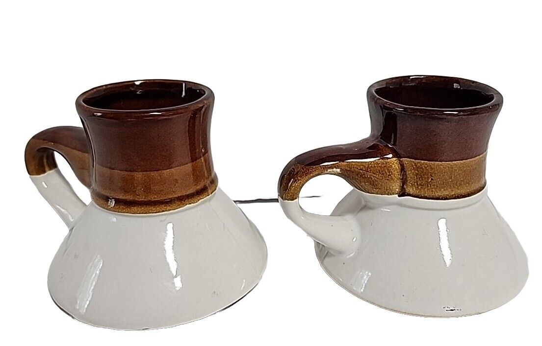 Vintage Brown No Spill Coffee Mugs  Set Of 2