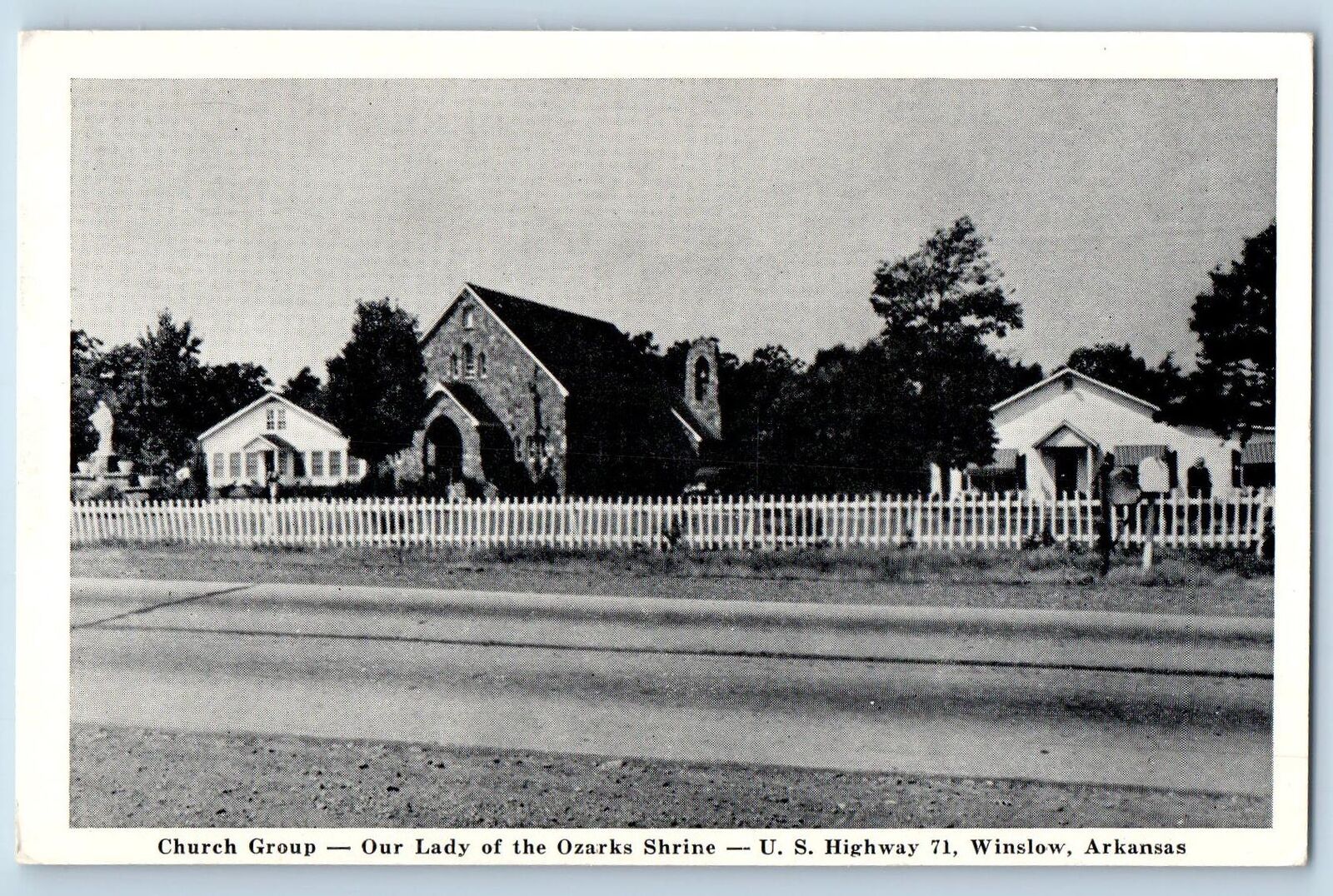 Winslow Arkansas Postcard Church Group Our Lady Of Ozarks Shrine c1940s Vintage