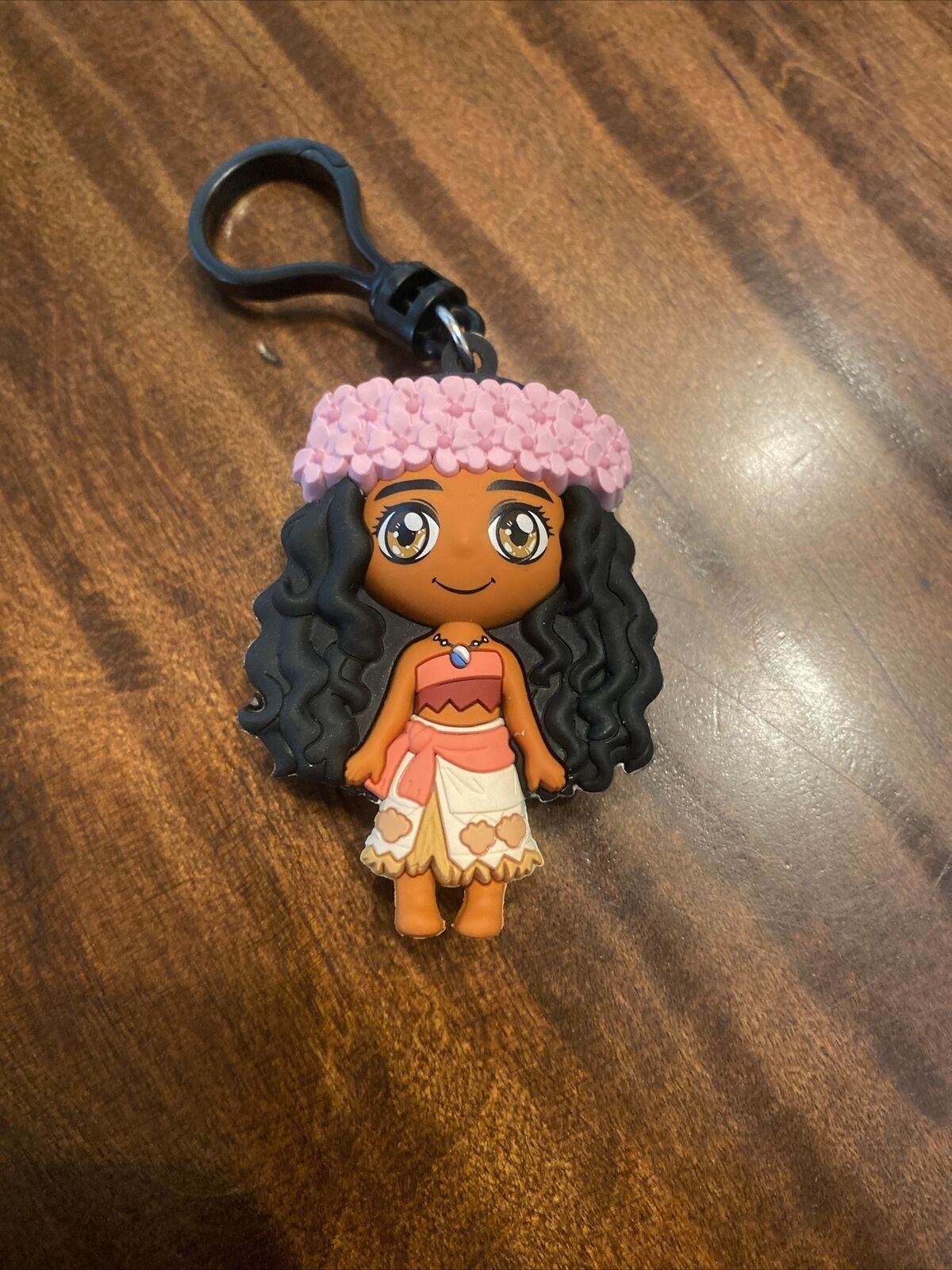 Disney Princess MOANA With Pink FLOWERS Figural Bag Clip Hair Head Lei 2024
