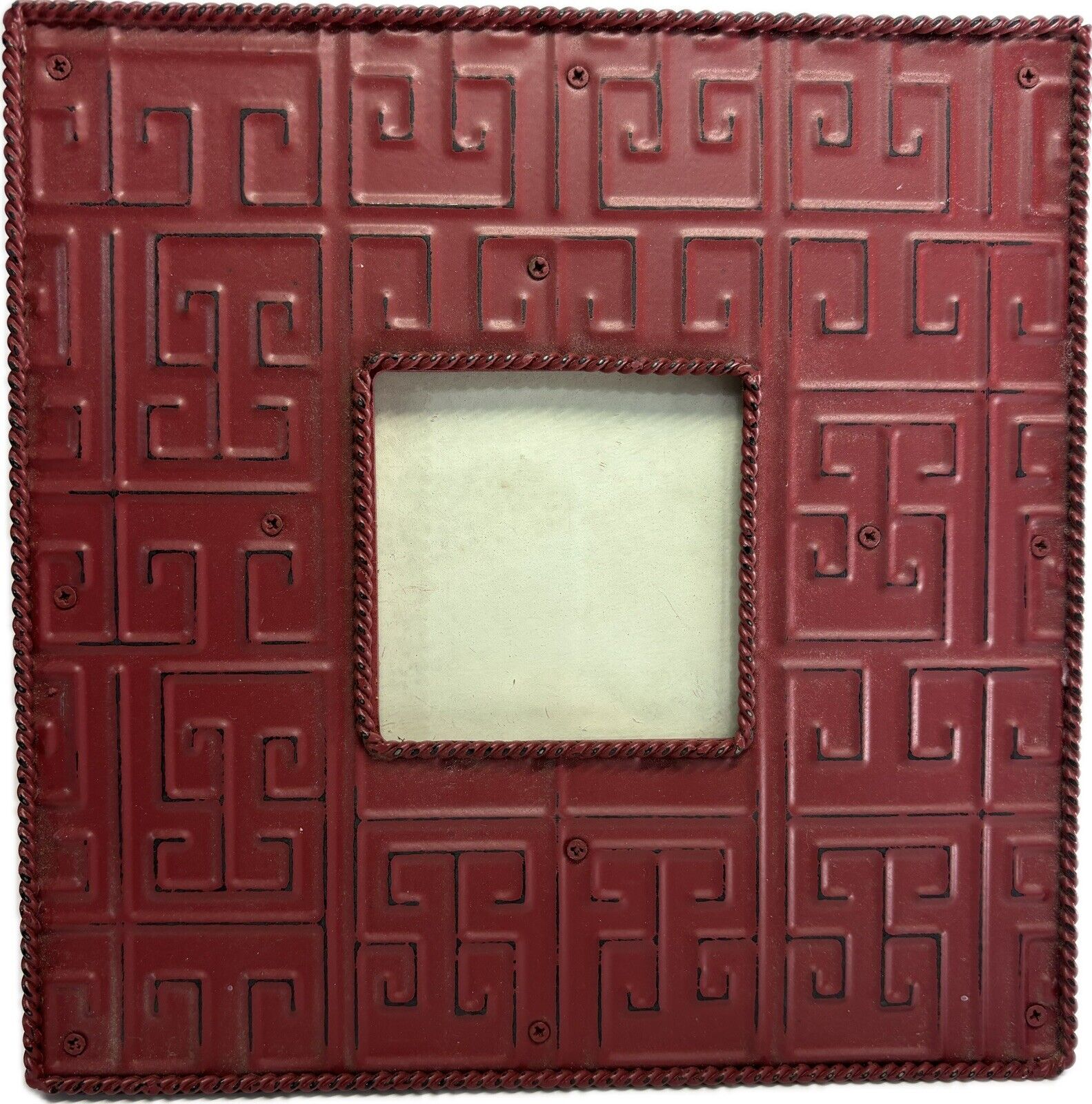 Red Metal Industrial Style Geometric Picture Frame Fits 3x3 Picture