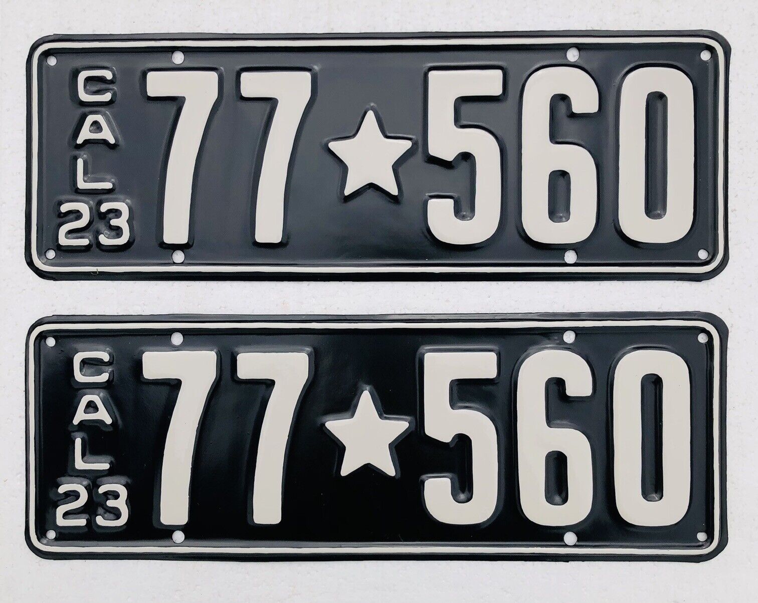 1923 California License Plates Pair. DMV Clear Restored. Rare Star Plate.