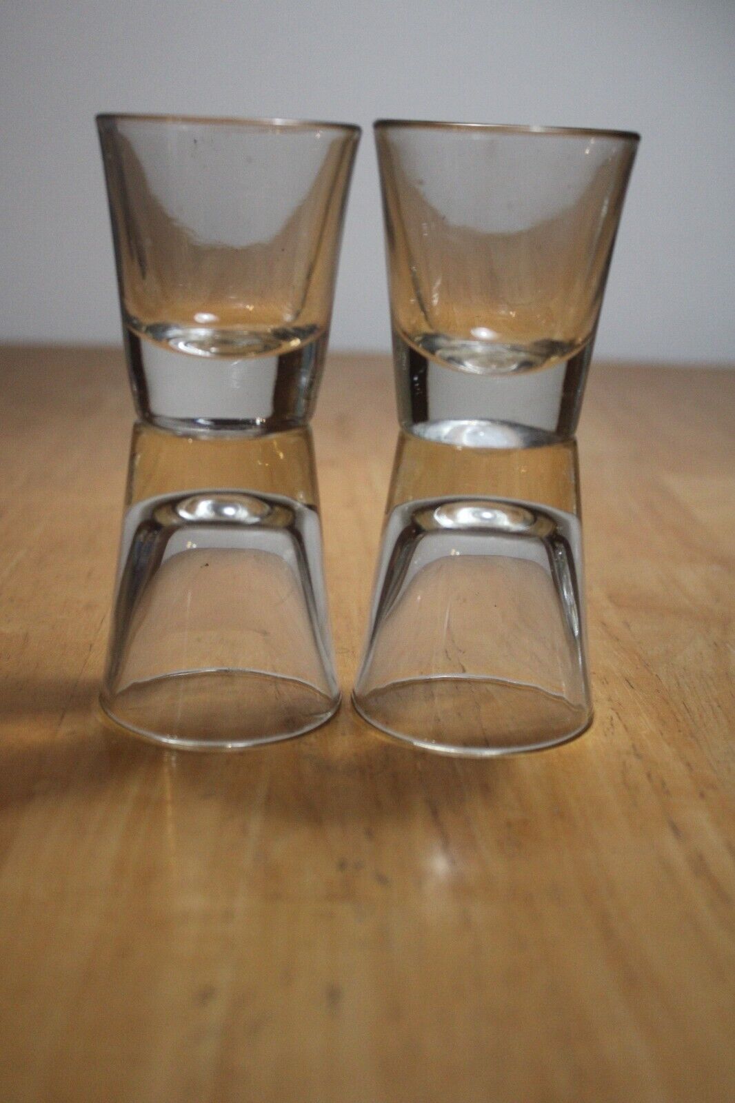 set of 4 clear heavy bottom shot glasses