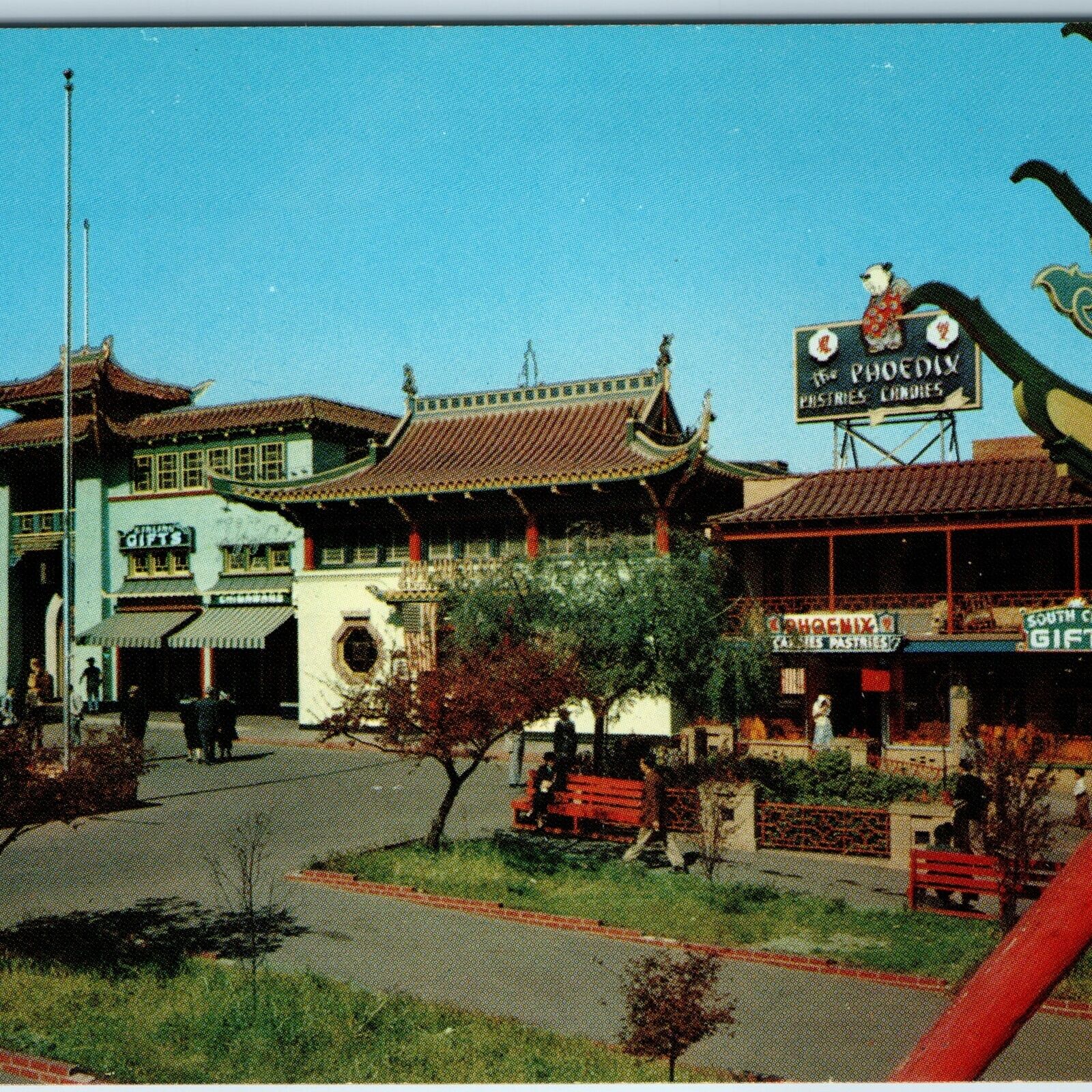 c1950s Chinatown, Los Angeles, Cali. Chinese Restaurants Stores Plaza Signs A204