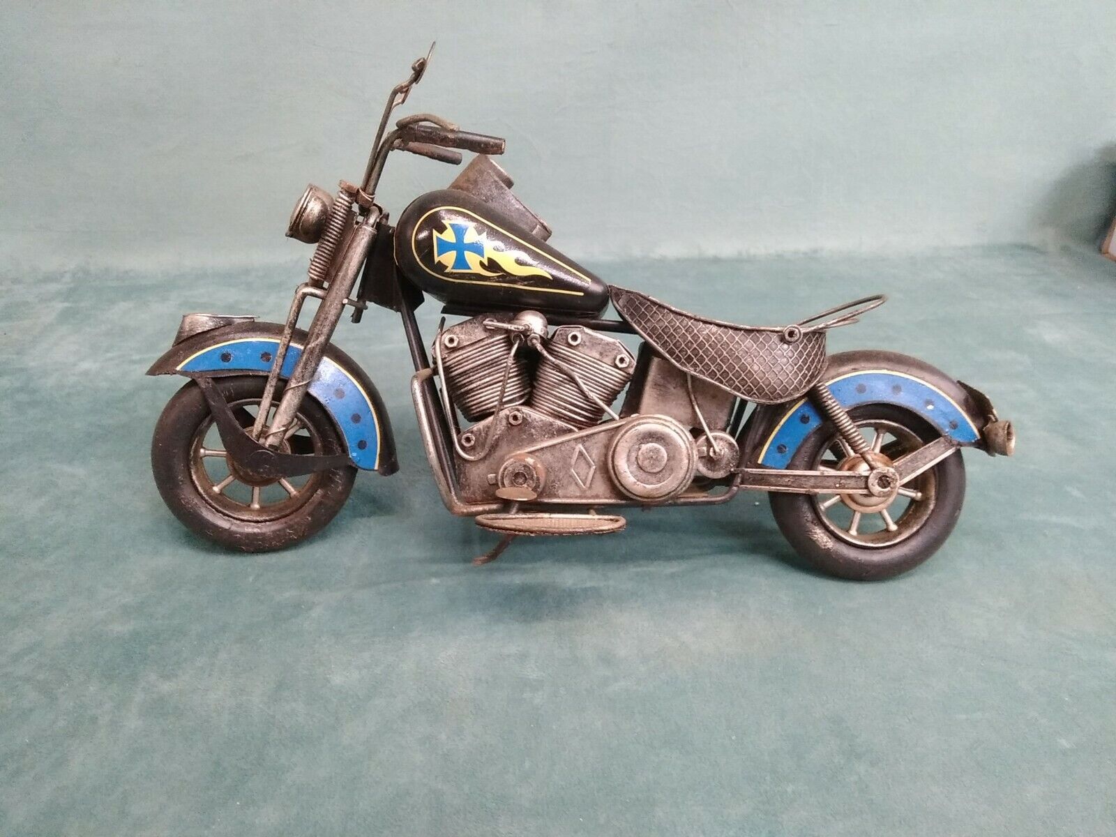 Unique Metal Motorcycle Chopper Art Sculpture Harley Lovers Will Be Thrilled VTG