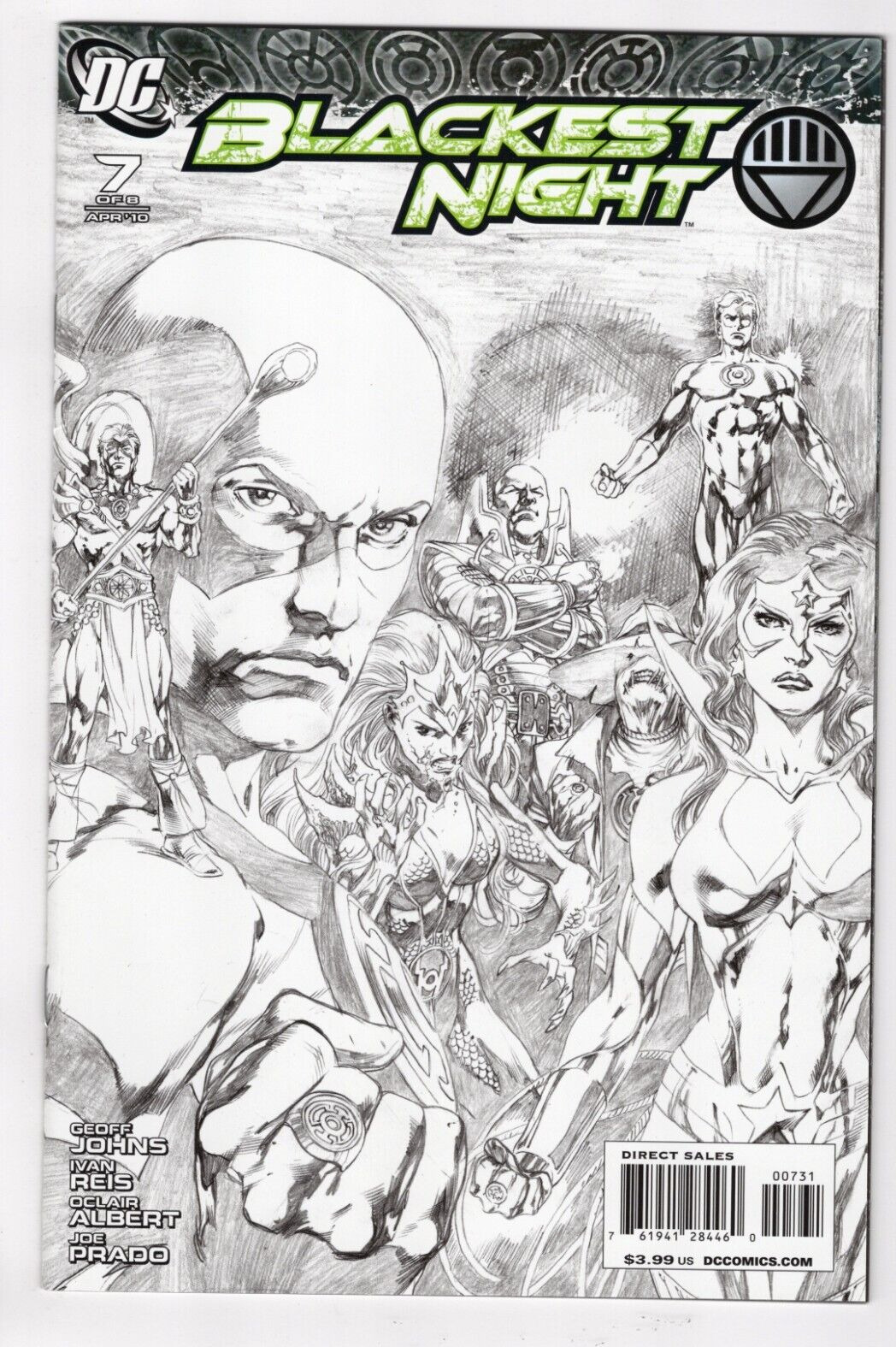 Blackest Night #7 DC Comics (2010) Ivan Reis Sketch Variant Flash Green Lantern