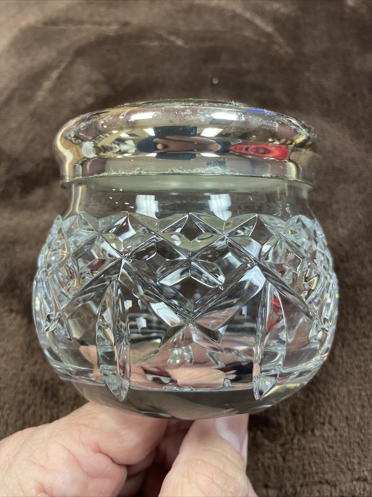Waterford Crystal Powder/Potpourri Jar with Silver Plated Lid Preowned