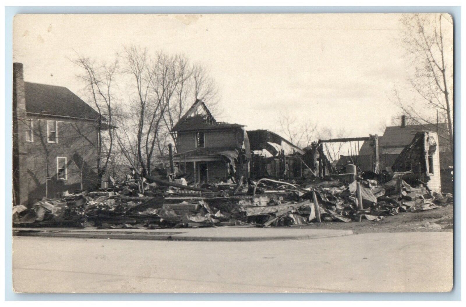 c1930\'s Old Opera House Disaster Scene Street RPPC Photo Vintage Postcard
